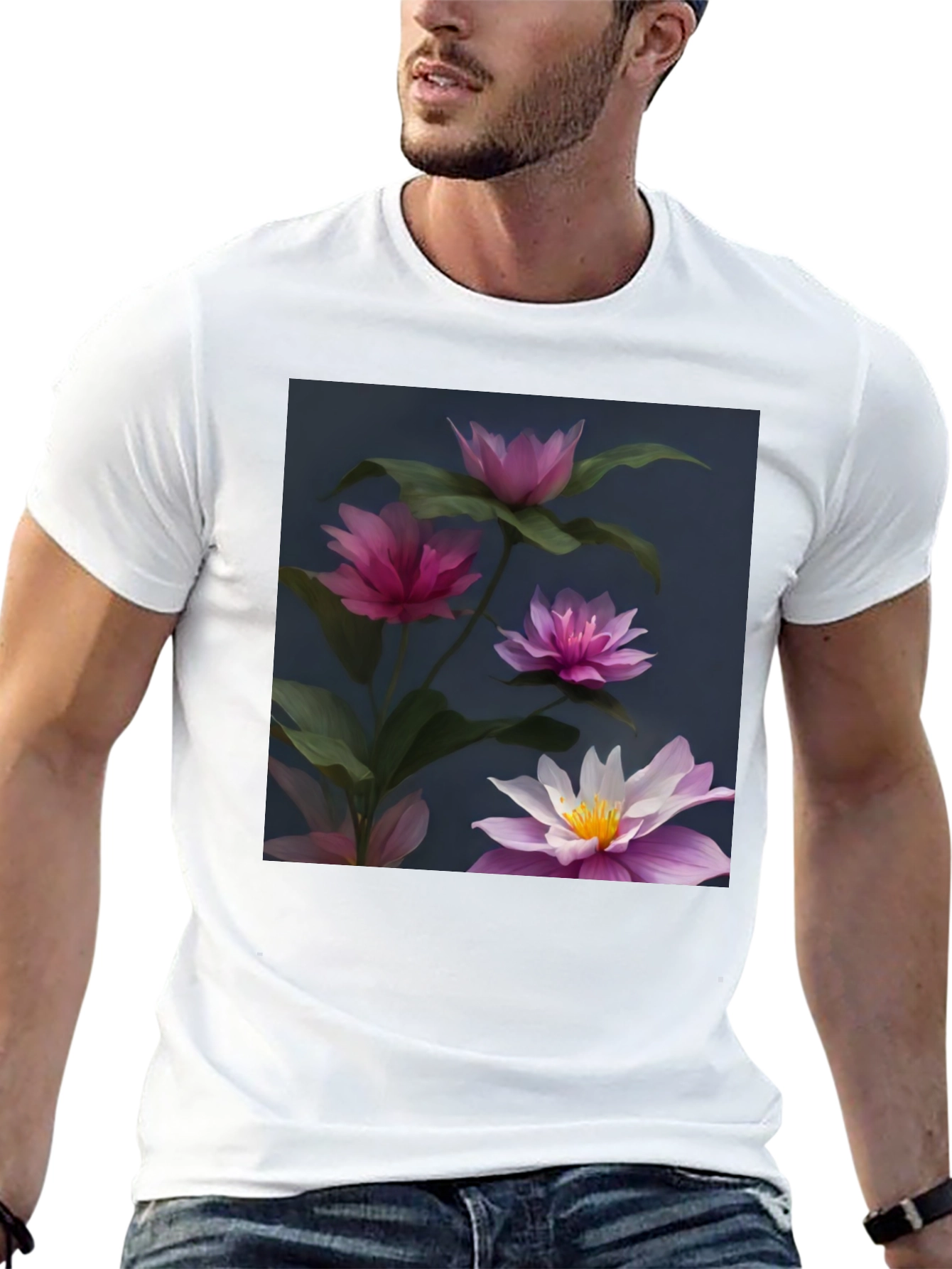 Floral Graphic Black T-Shirt