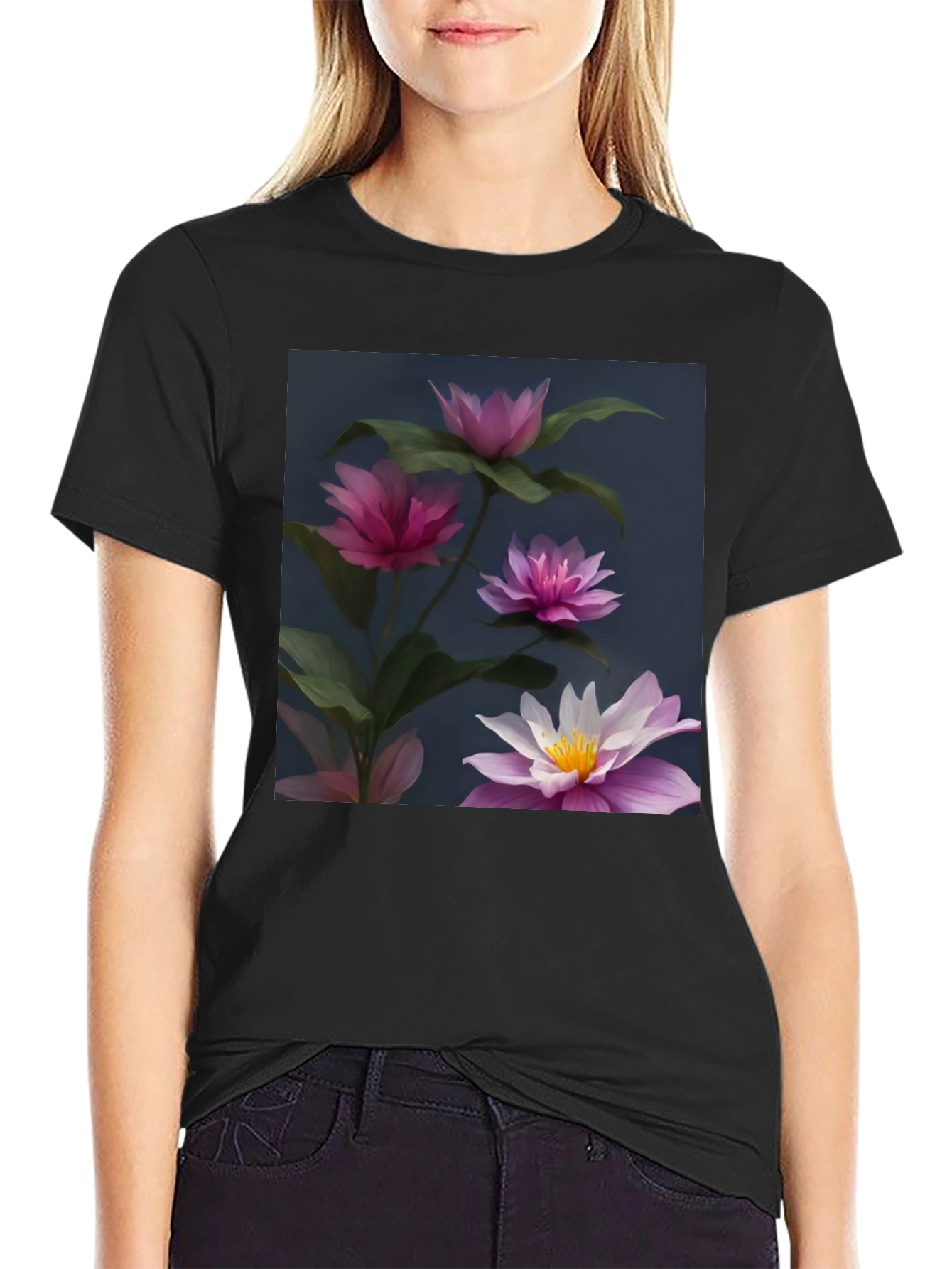 Floral Graphic Black T-Shirt