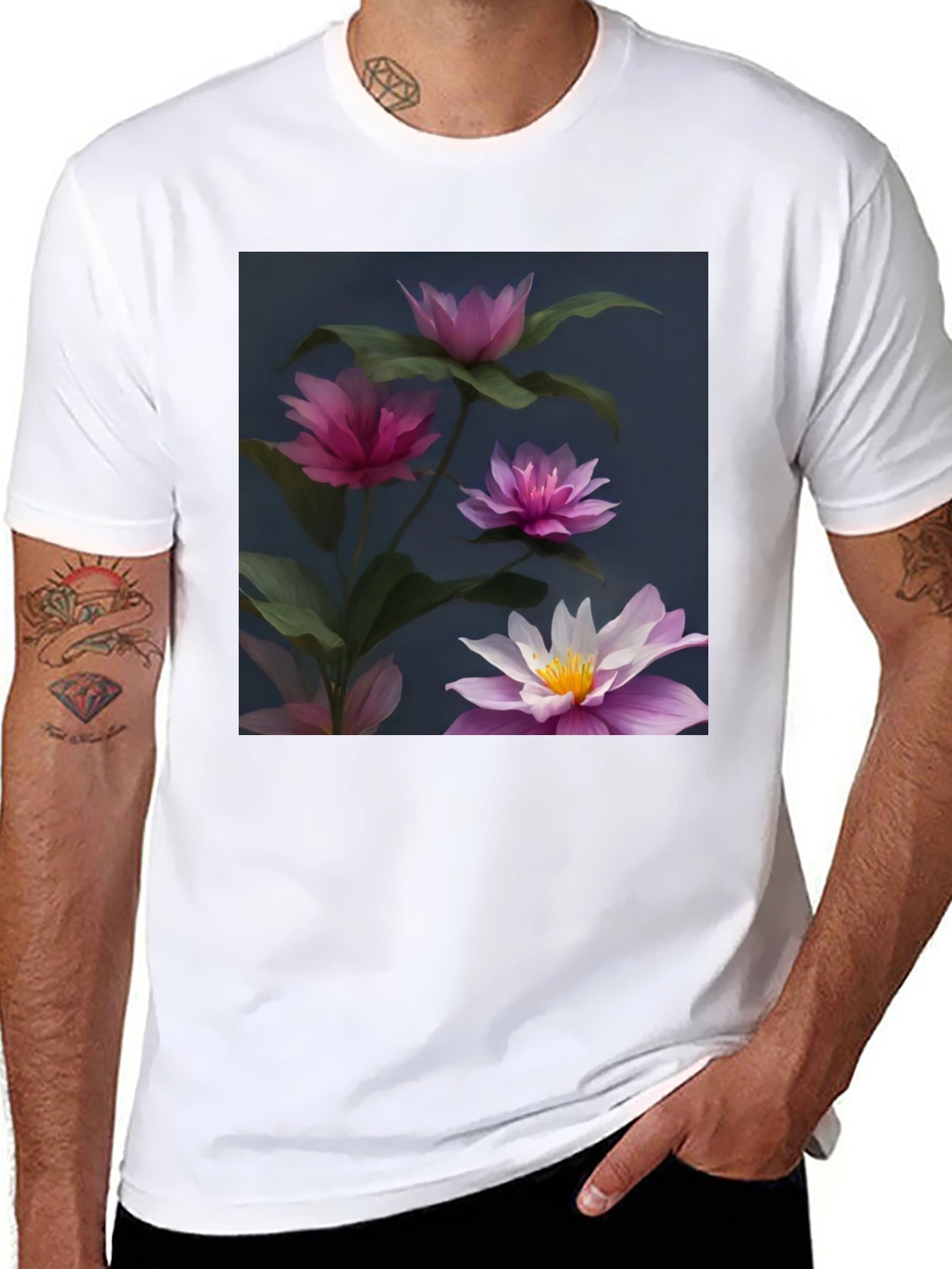 Floral Graphic Black T-Shirt