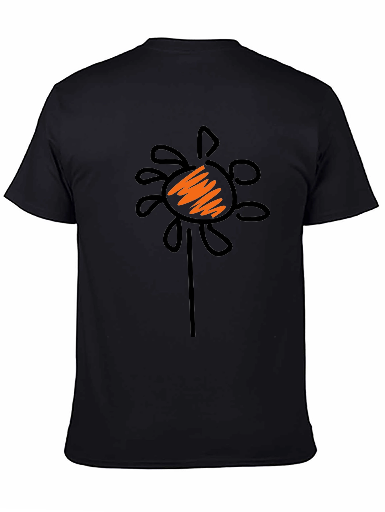 Whimsical Flower Graphic Black T-Shirt