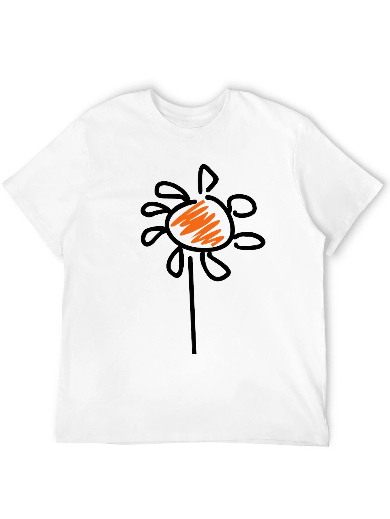 Whimsical Flower Graphic Black T-Shirt