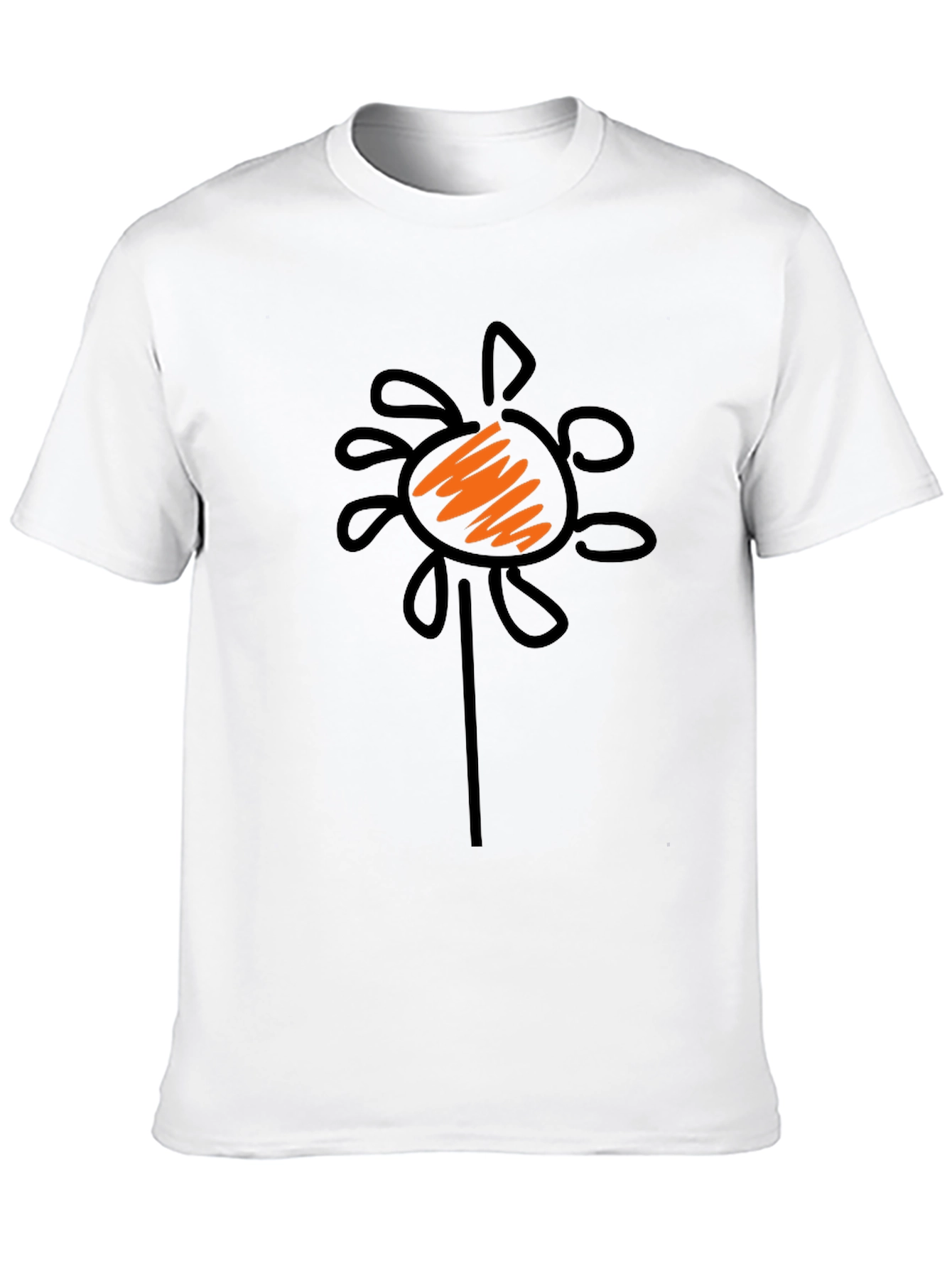 Whimsical Flower Graphic Black T-Shirt