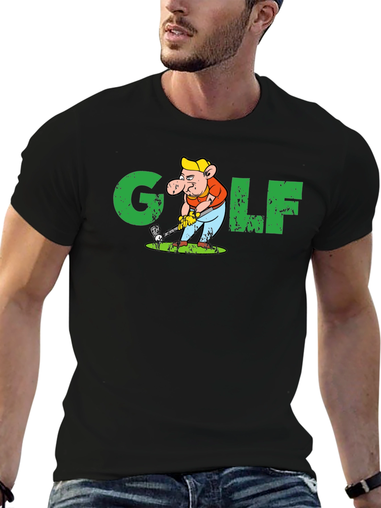 Golf Pig Graphic T-Shirt - Black Cotton Tee
