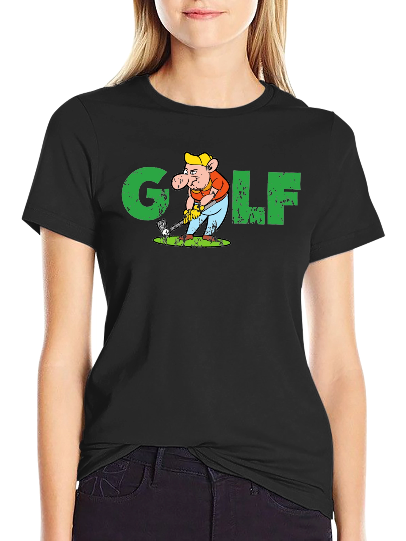 Golf Pig Graphic T-Shirt - Black Cotton Tee