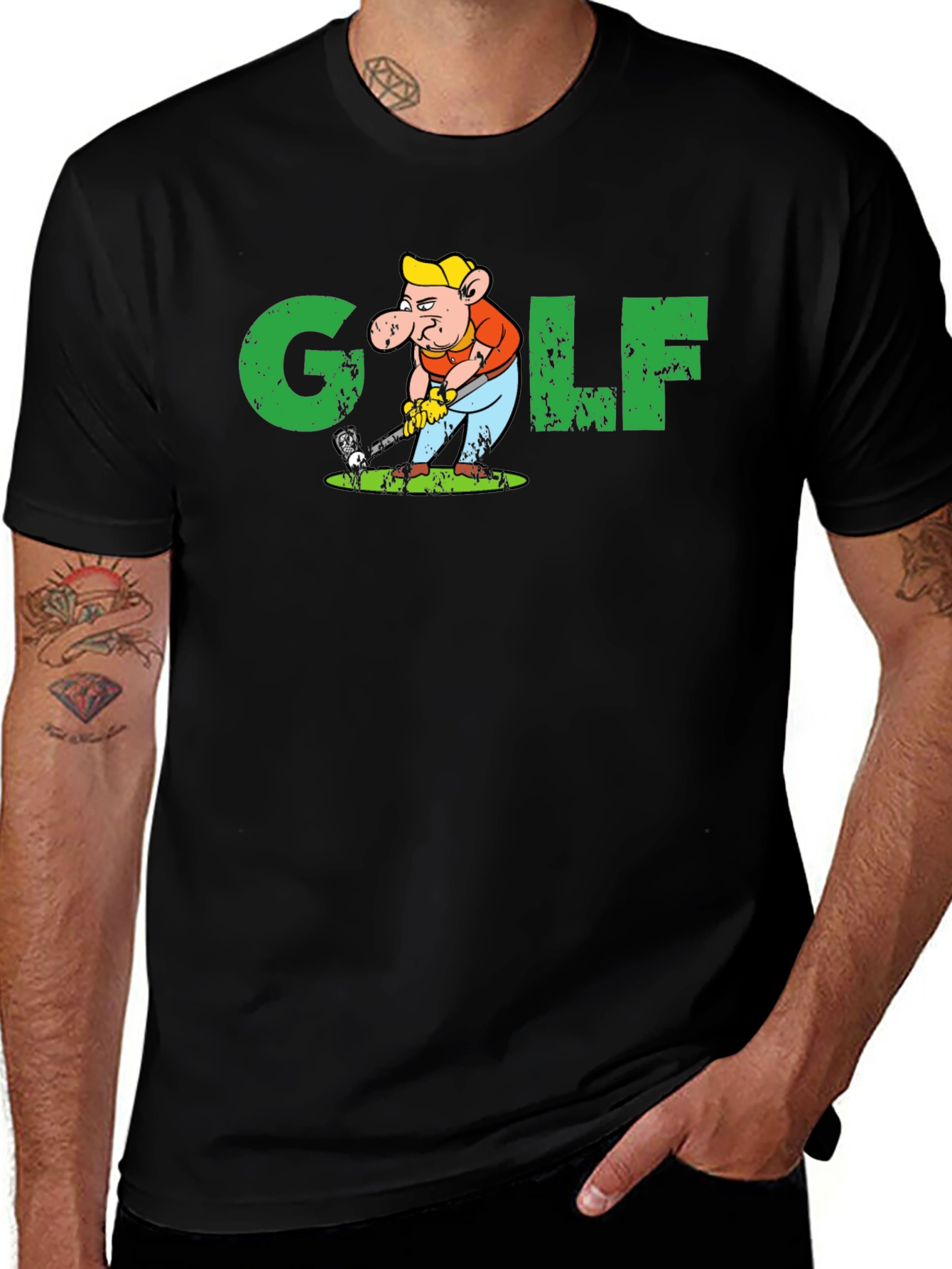 Golf Pig Graphic T-Shirt - Black Cotton Tee