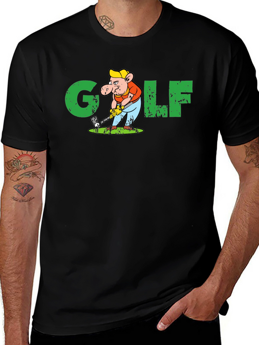 Golf Pig Graphic T-Shirt - Black Cotton Tee