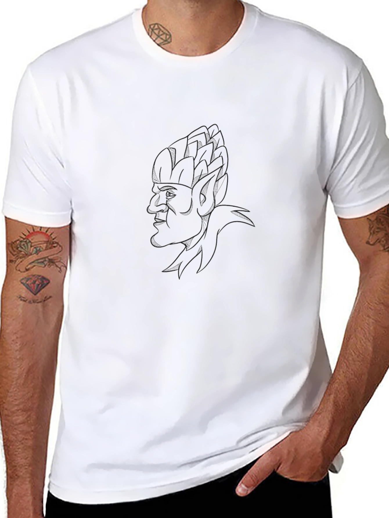Mens Black T-Shirt with Faint Graphic