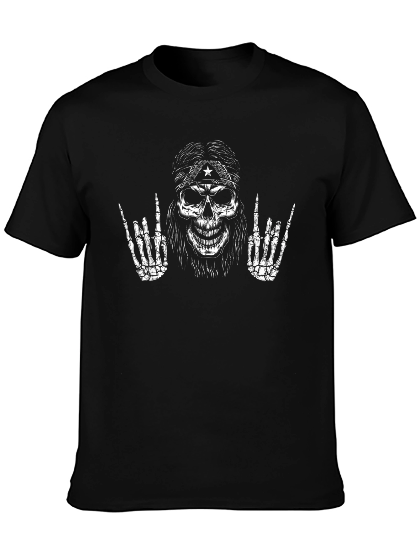 Rock On Skull Graphic Tee - Black