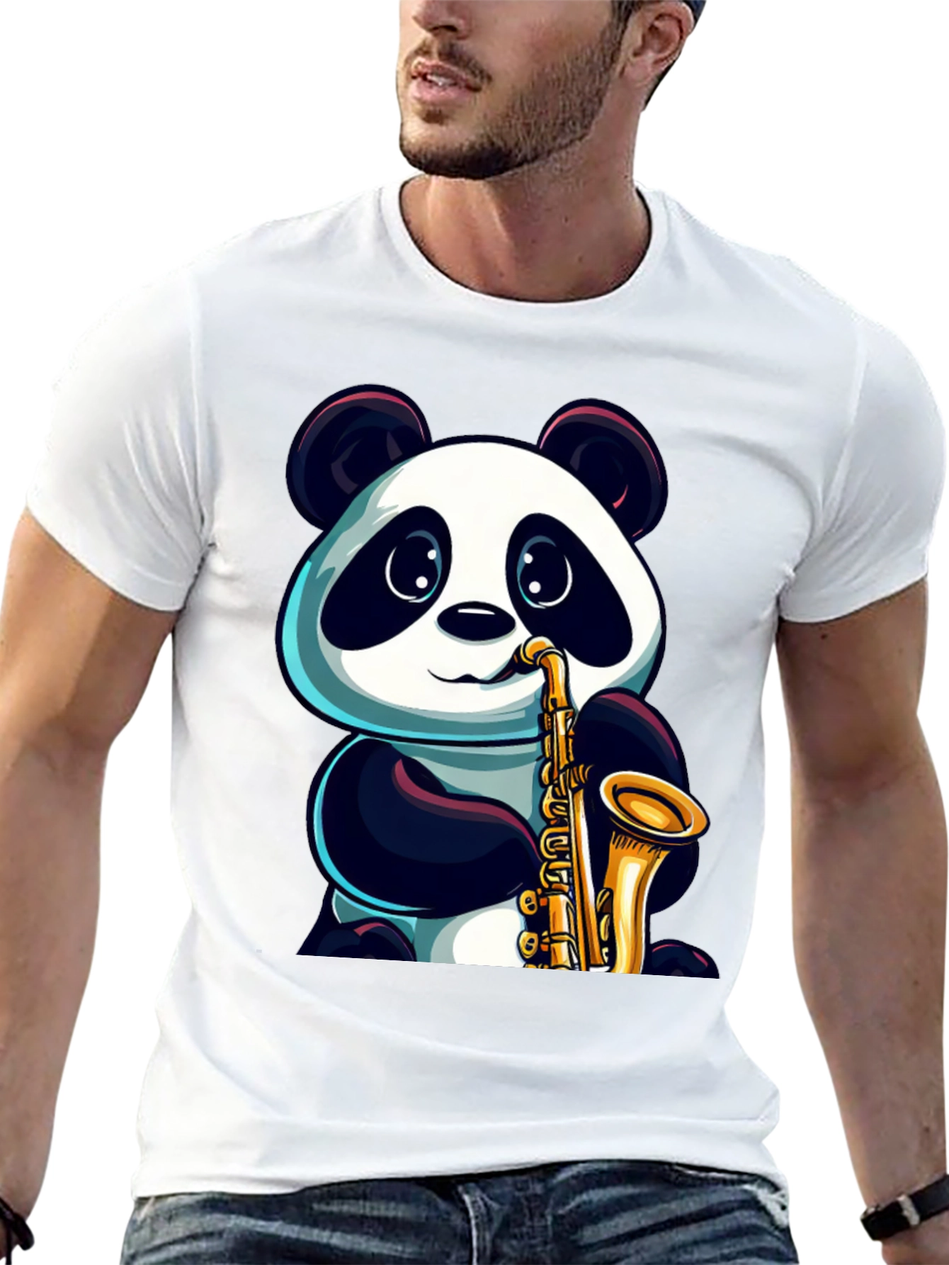 Panda Saxophone T-Shirt - Cool Graphic Tee