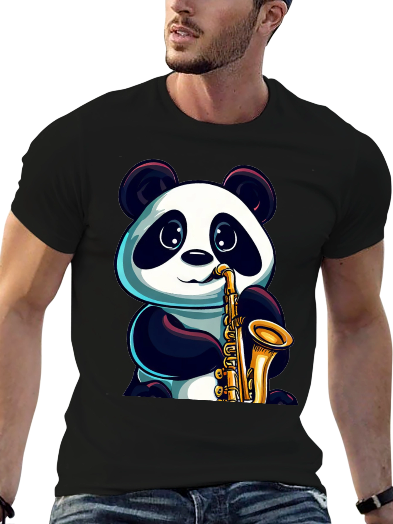 Panda Saxophone T-Shirt - Cool Graphic Tee