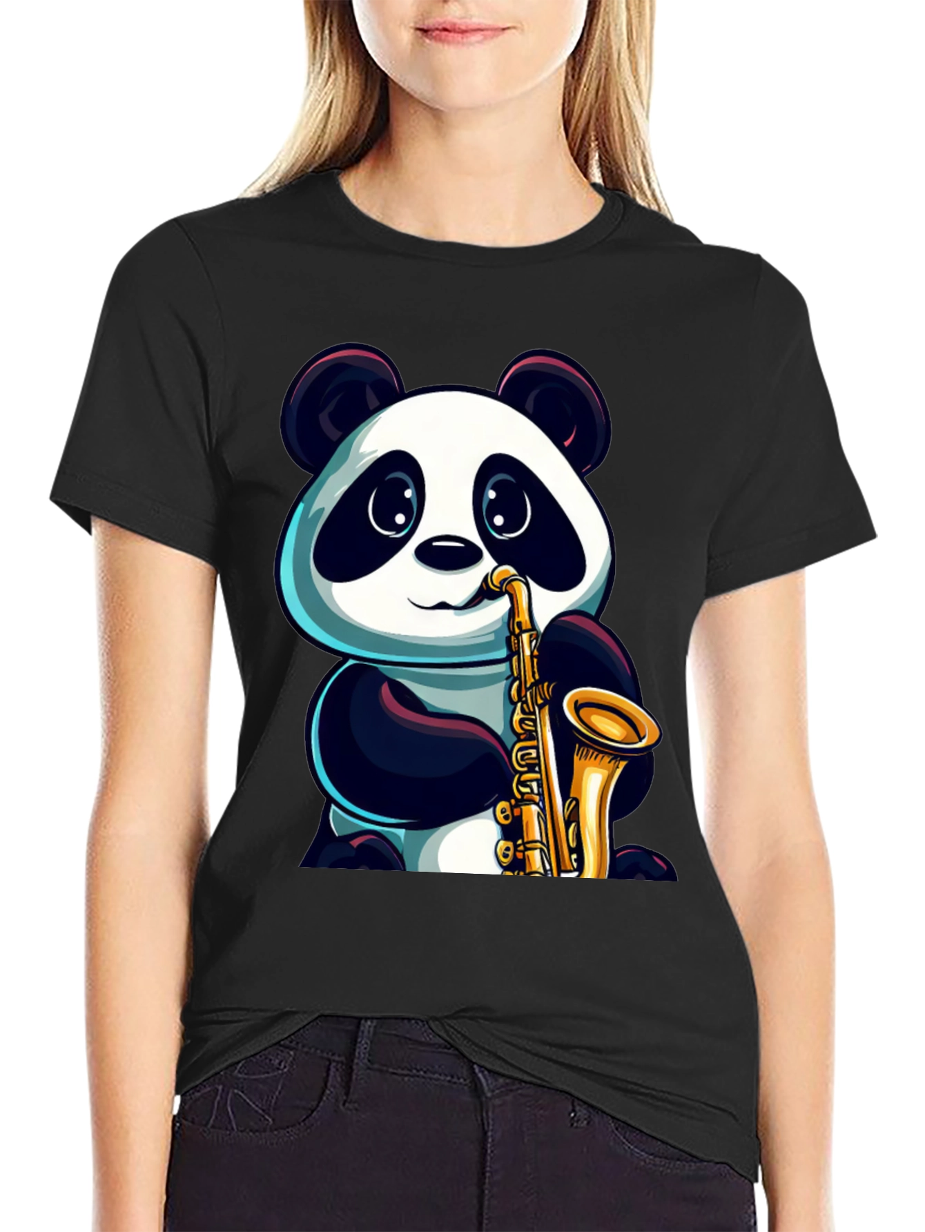 Panda Saxophone T-Shirt - Cool Graphic Tee