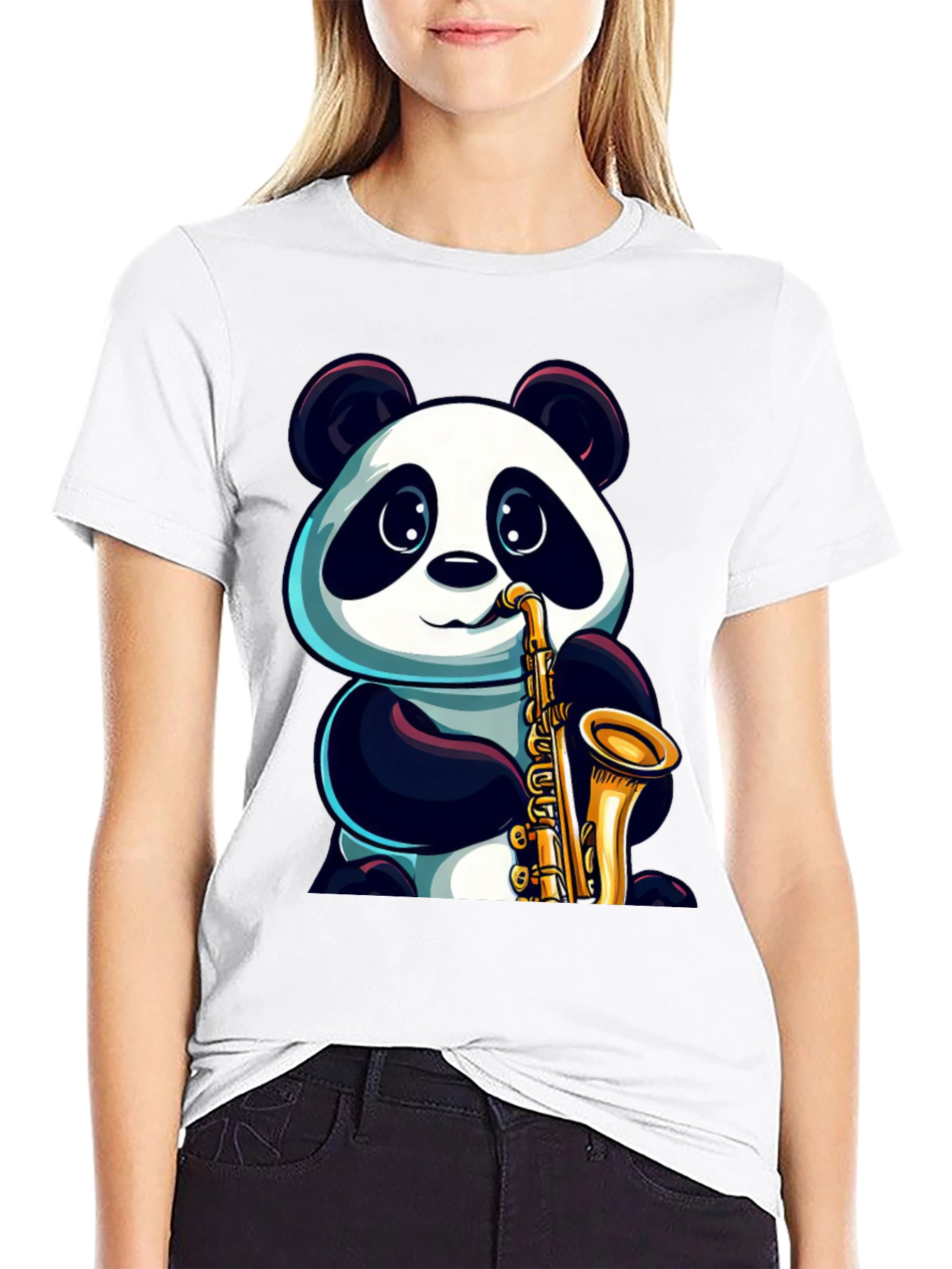 Panda Saxophone T-Shirt - Cool Graphic Tee