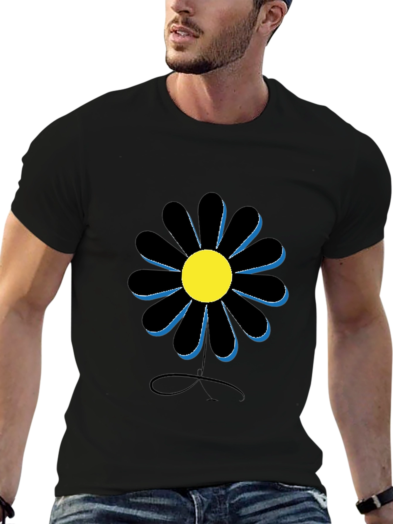 Black Daisy Graphic Tee - Casual Style