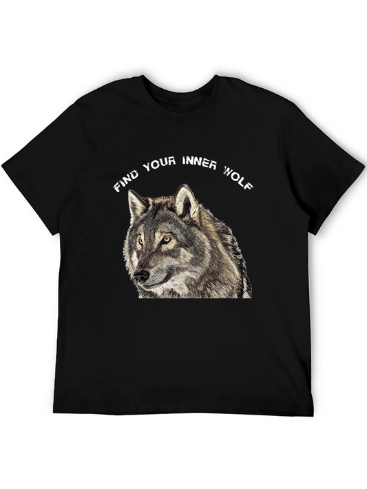 Find Your Inner Wolf Graphic Tee - Black Cotton T-Shirt