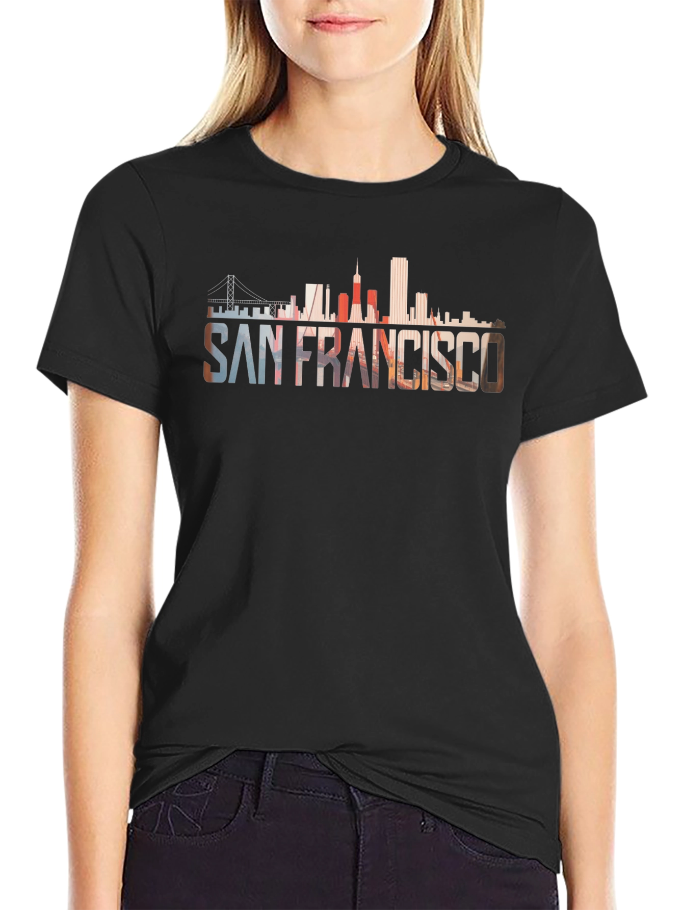 San Francisco Skyline Graphic Black T-Shirt
