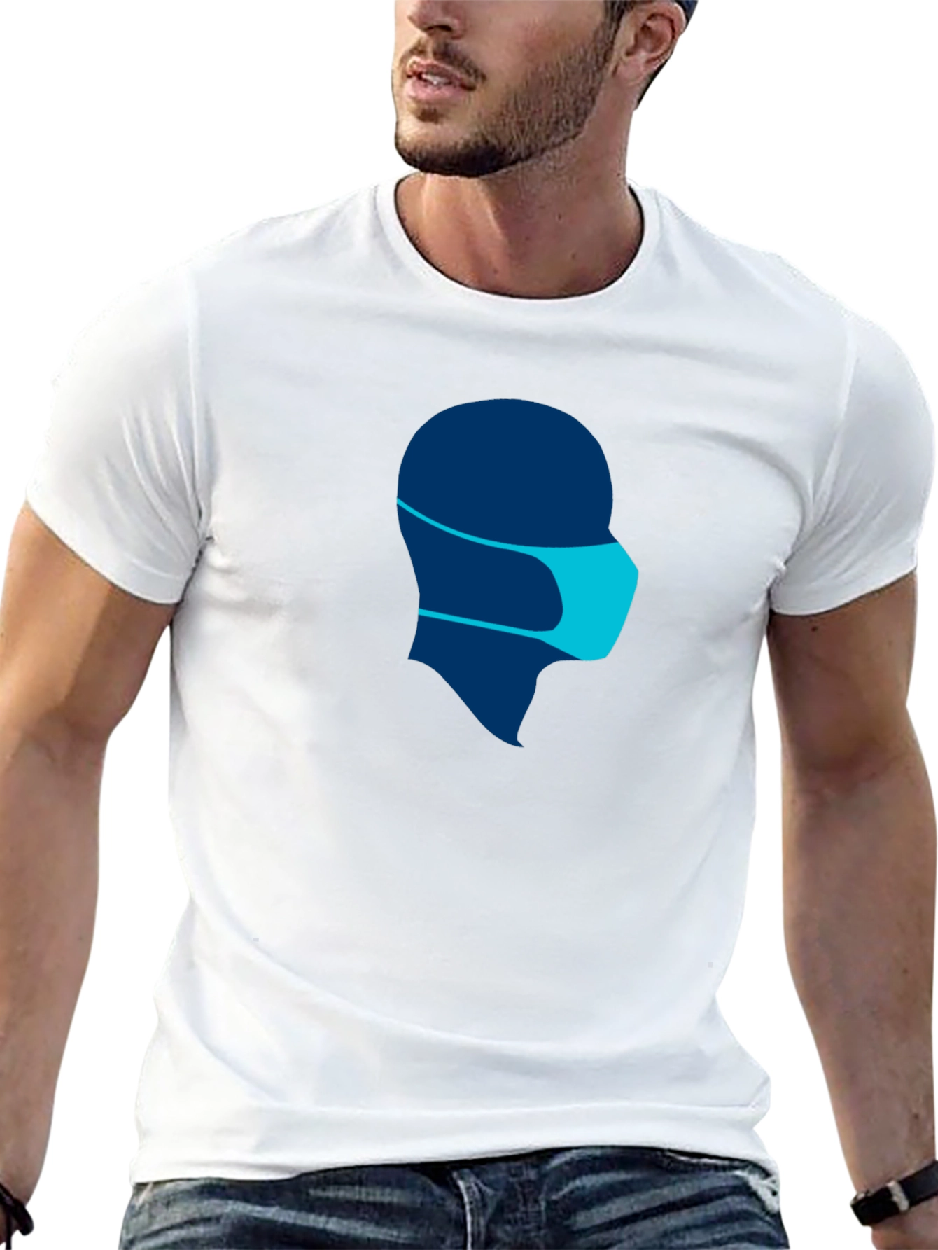 Masked Silhouette Tee - Modern Graphic Print Shirt