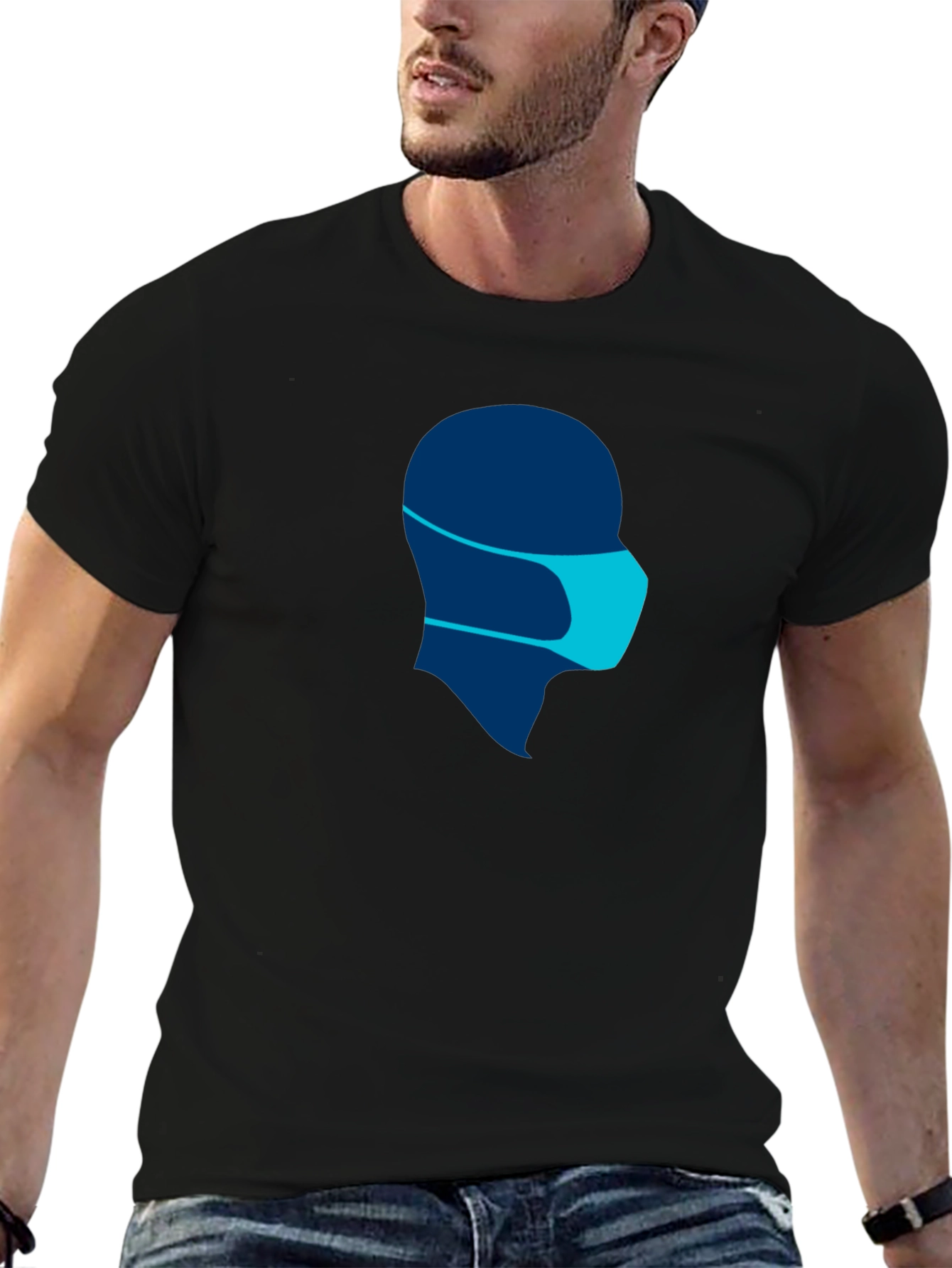 Masked Silhouette Tee - Modern Graphic Print Shirt