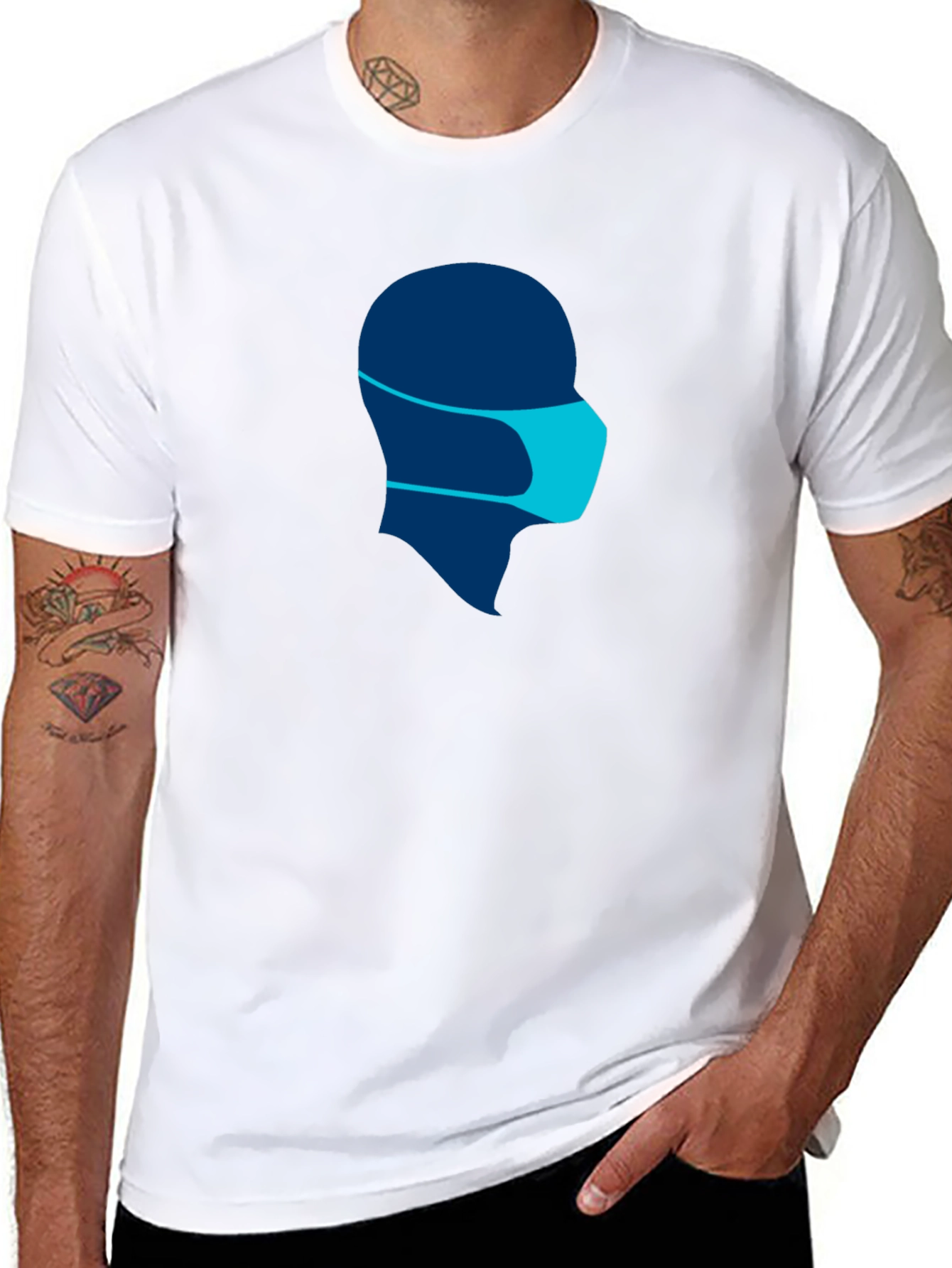 Masked Silhouette Tee - Modern Graphic Print Shirt