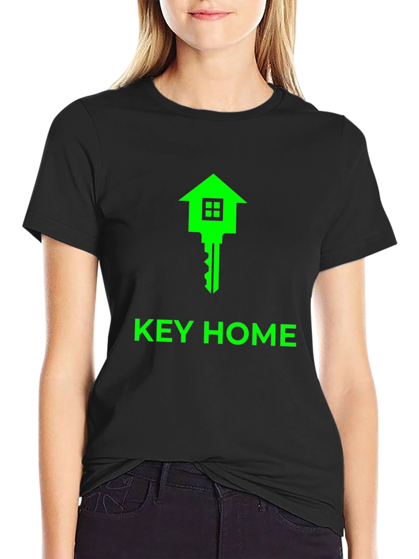 Key Home Graphic Tee - Soft Black Cotton T-Shirt