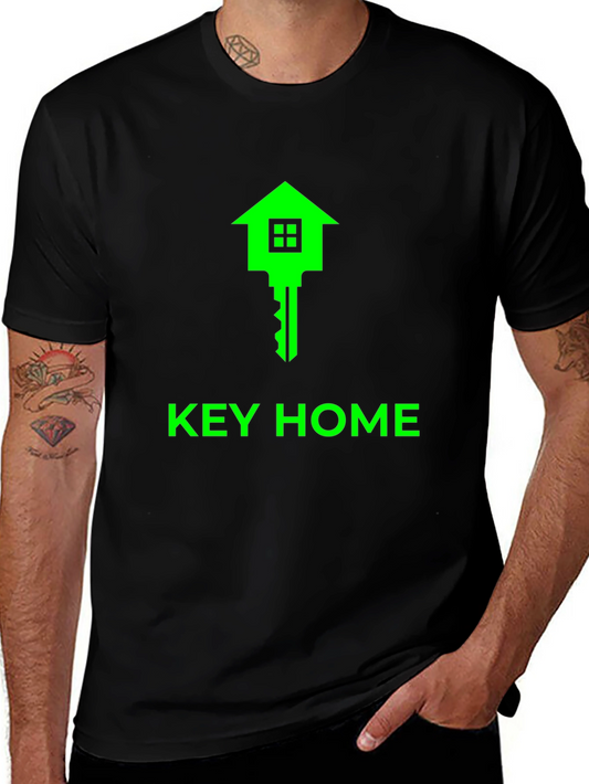 Key Home Graphic Tee - Soft Black Cotton T-Shirt