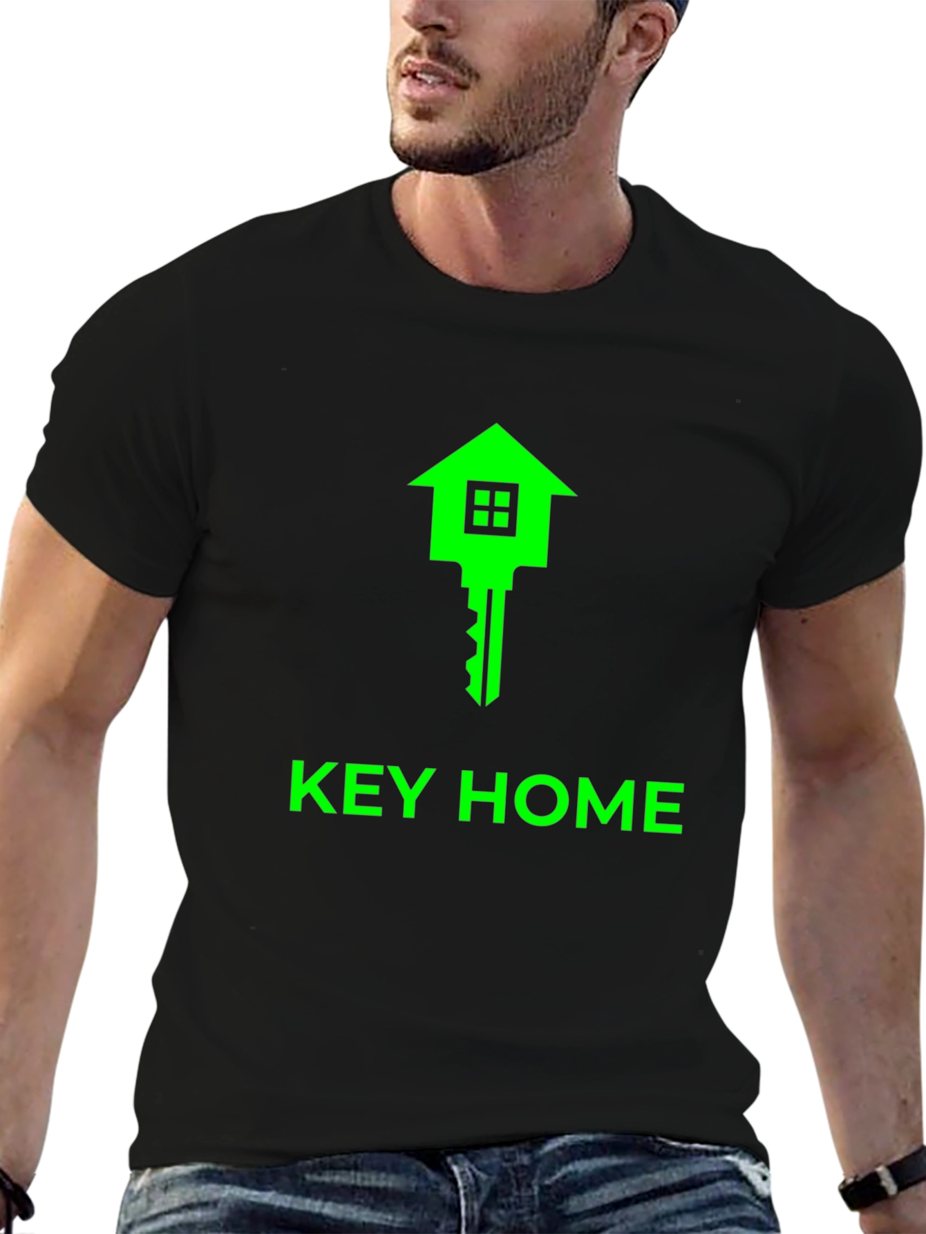 Key Home Graphic Tee - Soft Black Cotton T-Shirt