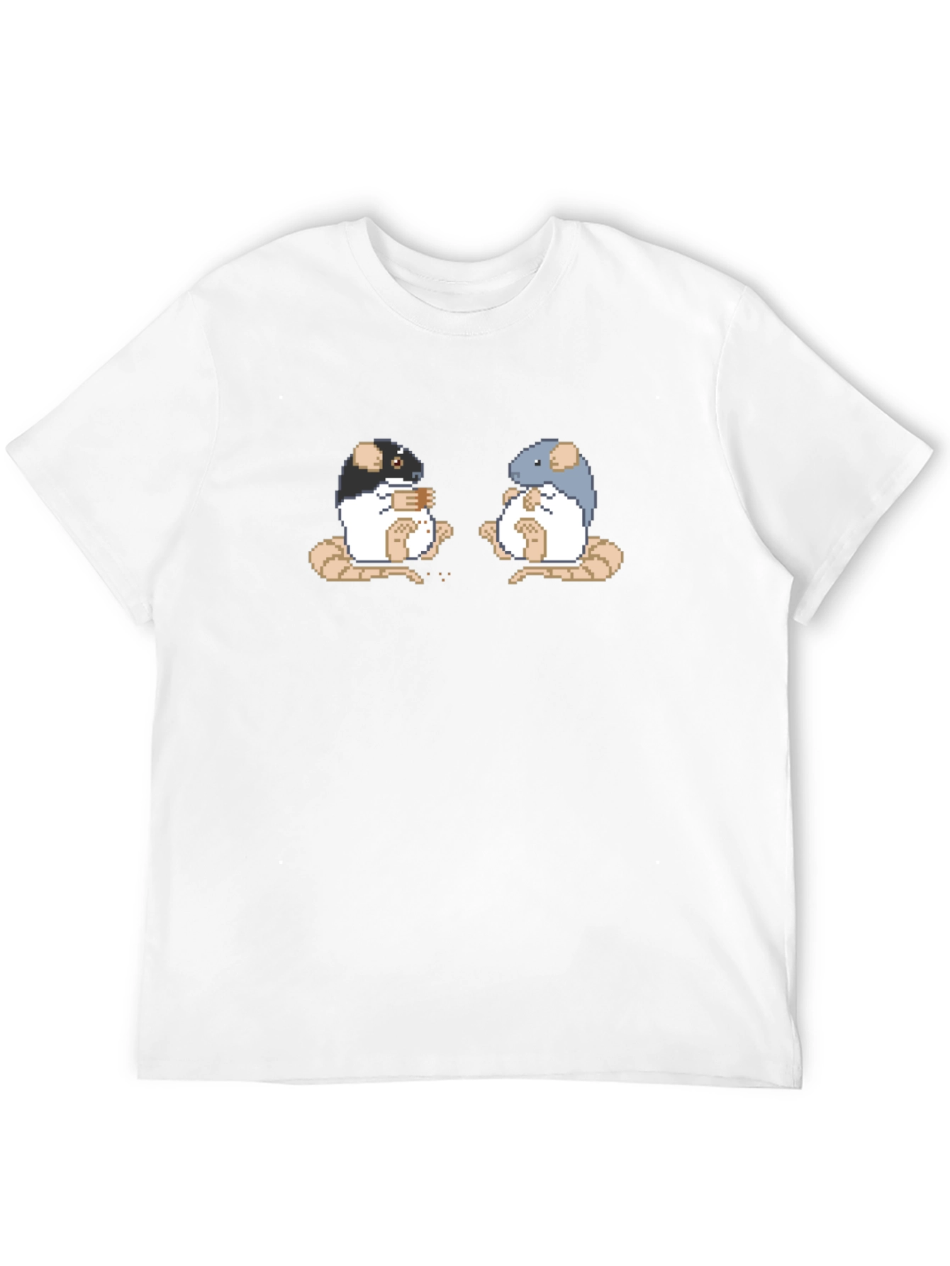 Pixel Art Rats on Black T-Shirt