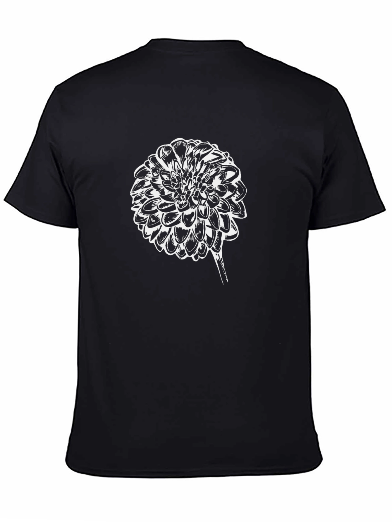 Black T-Shirt with Flower Graphic
