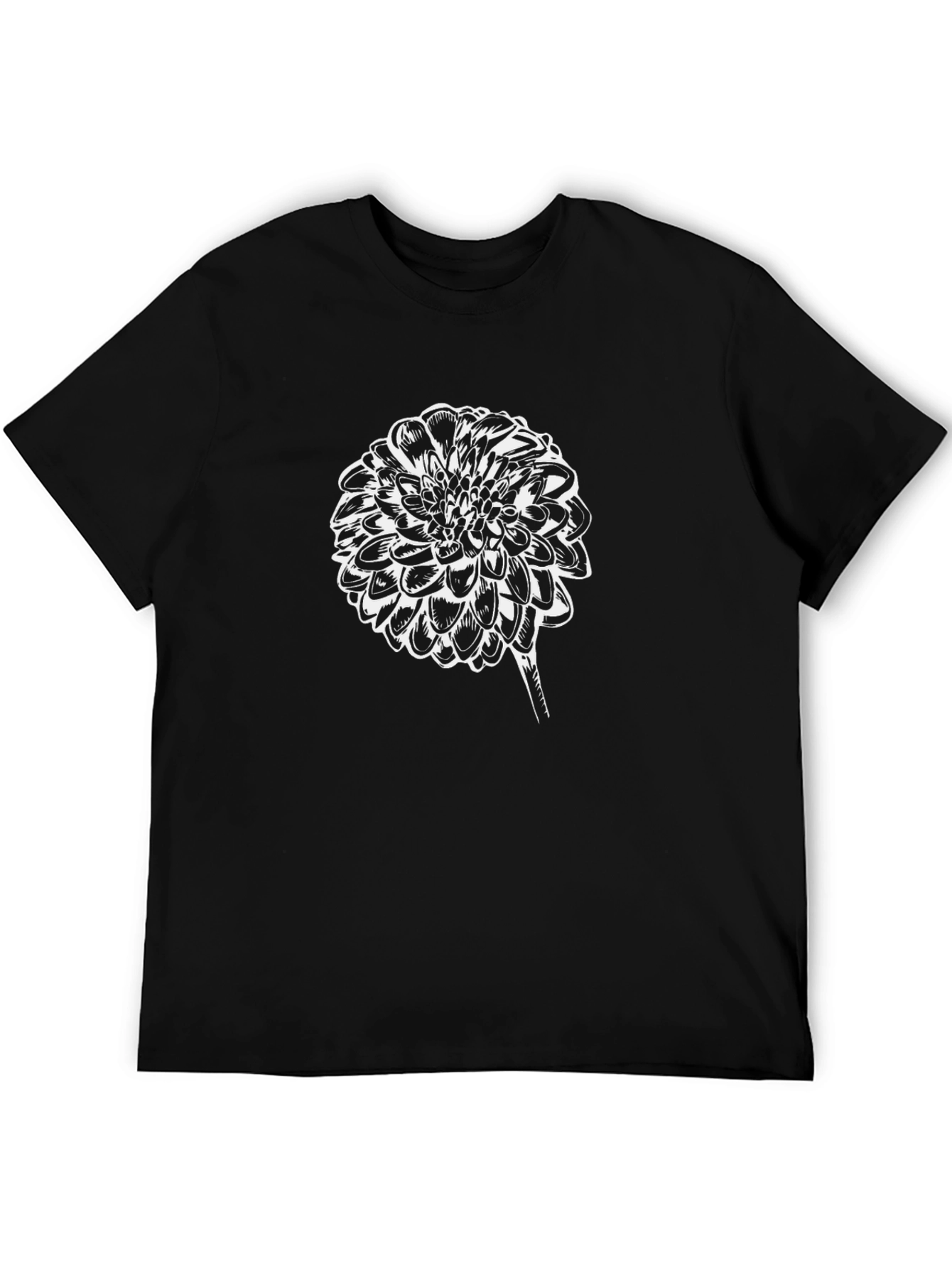 Black T-Shirt with Flower Graphic