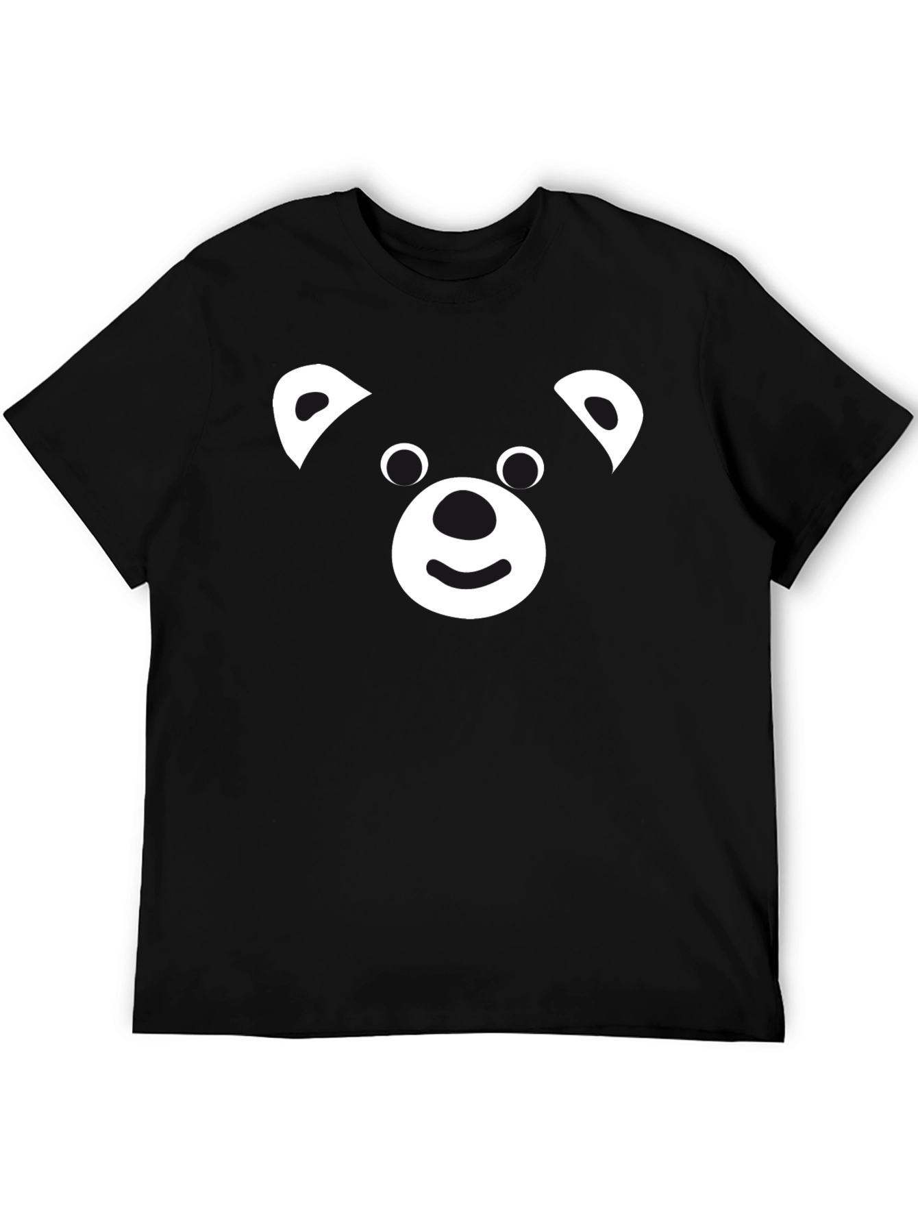 Cute Bear Face Black Graphic Tee