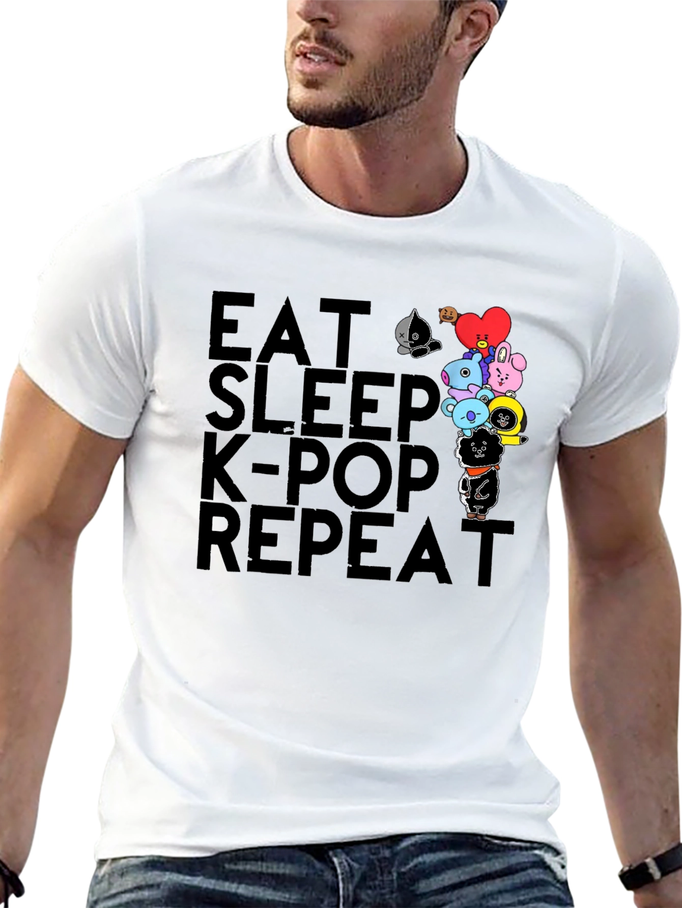 Eat Sleep K-Pop Repeat Black Graphic Tee