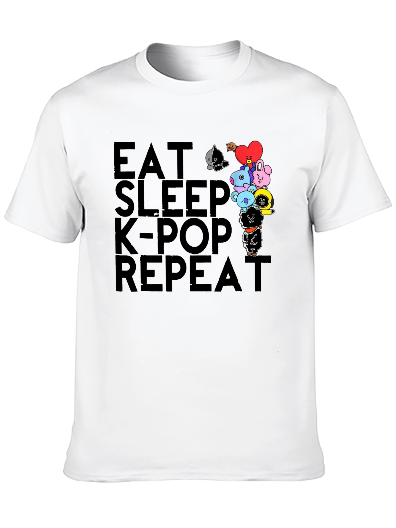 Eat Sleep K-Pop Repeat Black Graphic Tee