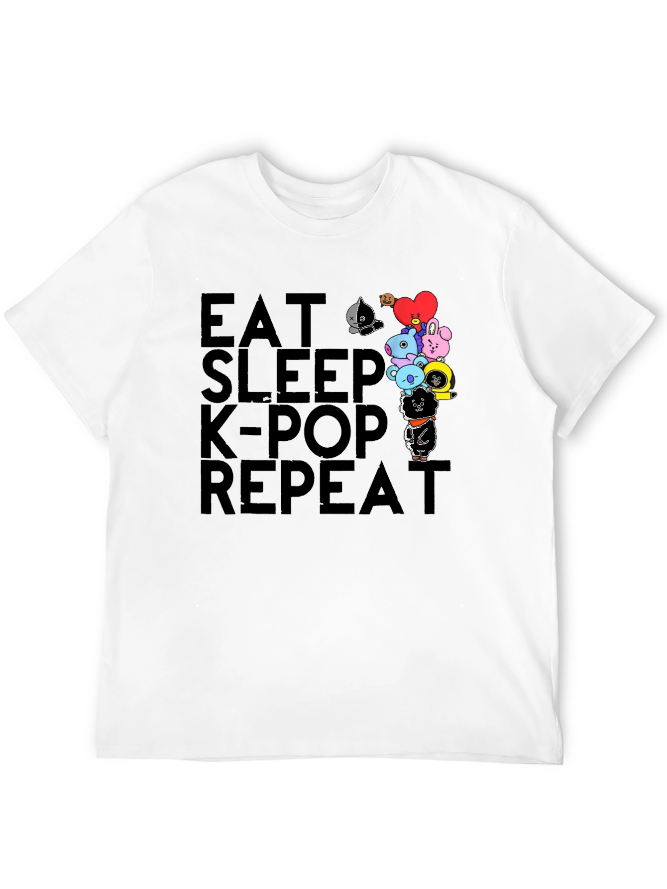Eat Sleep K-Pop Repeat Black Graphic Tee