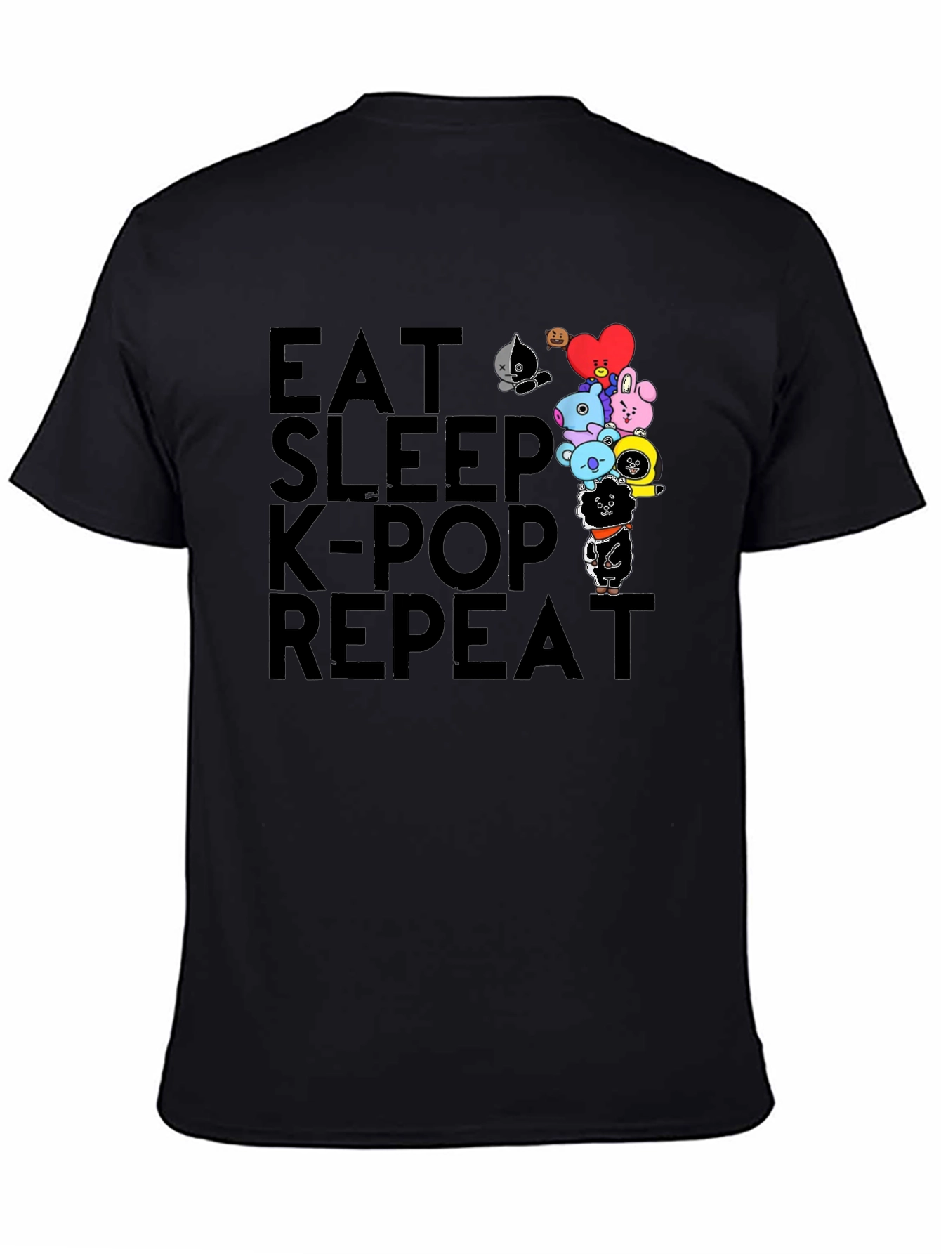 Eat Sleep K-Pop Repeat Black Graphic Tee
