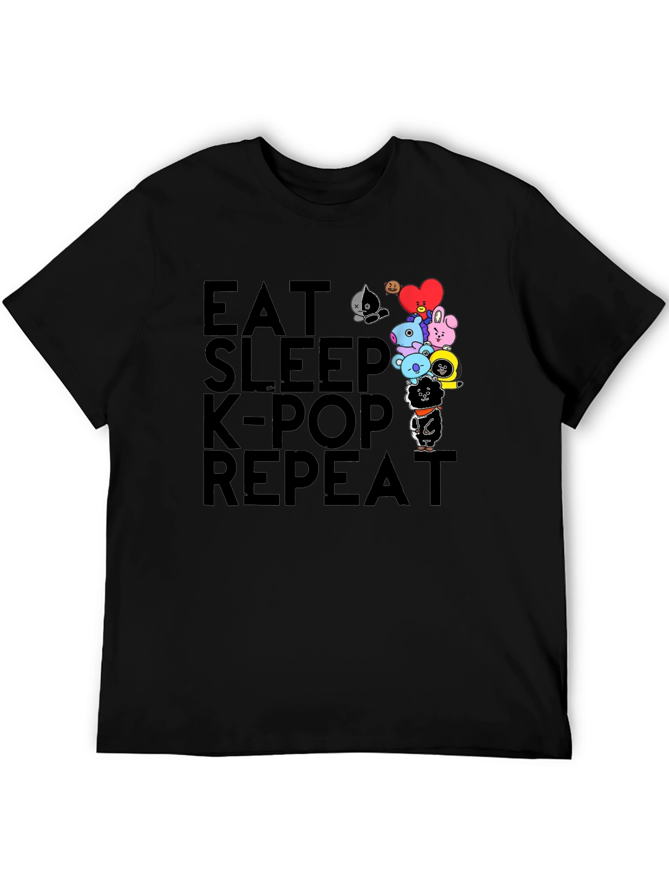 Eat Sleep K-Pop Repeat Black Graphic Tee