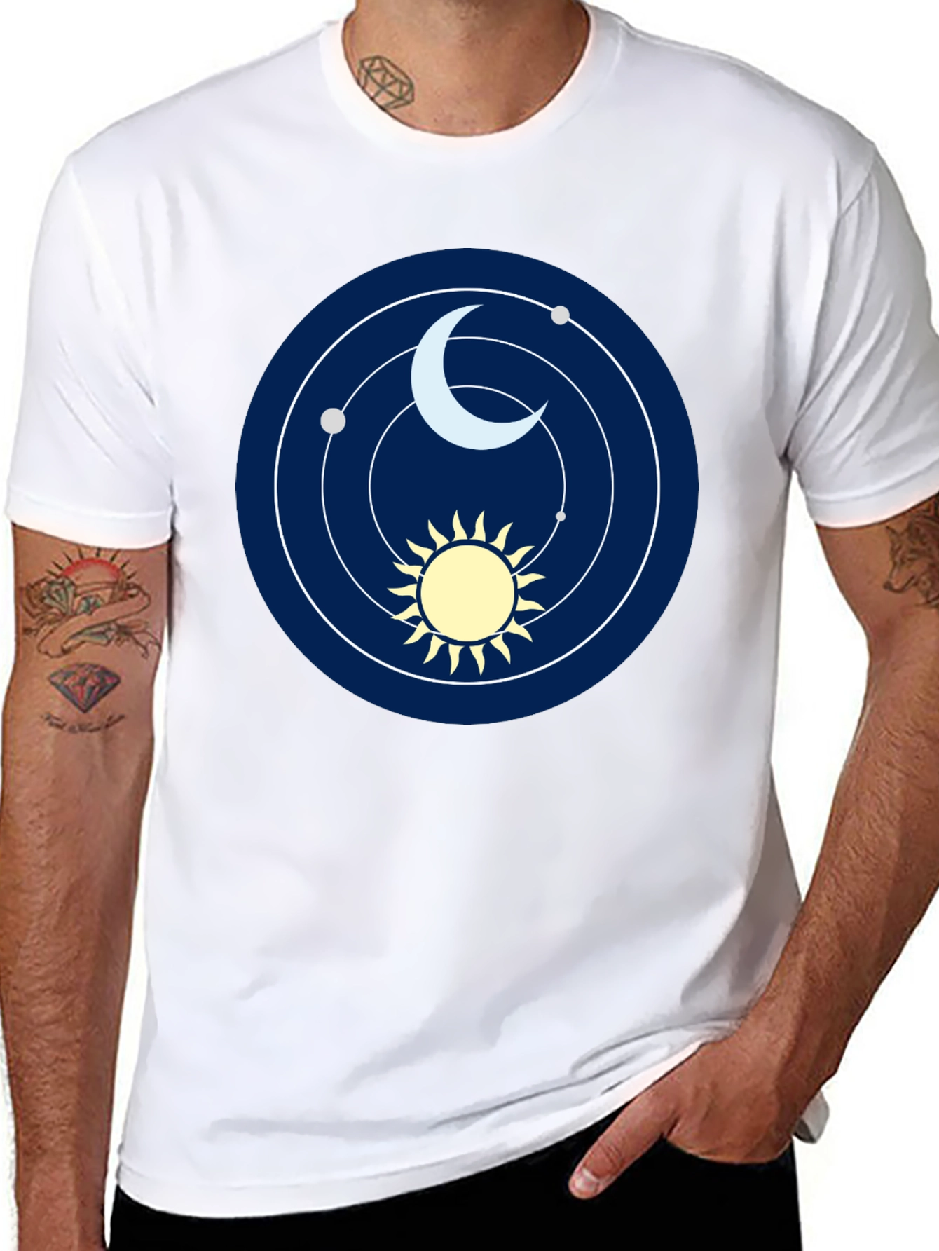 Cosmic Sun and Moon Graphic T-Shirt