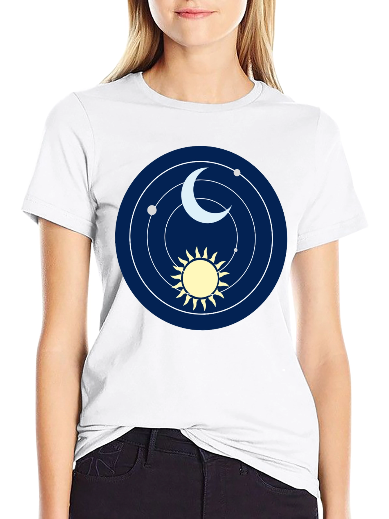 Cosmic Sun and Moon Graphic T-Shirt