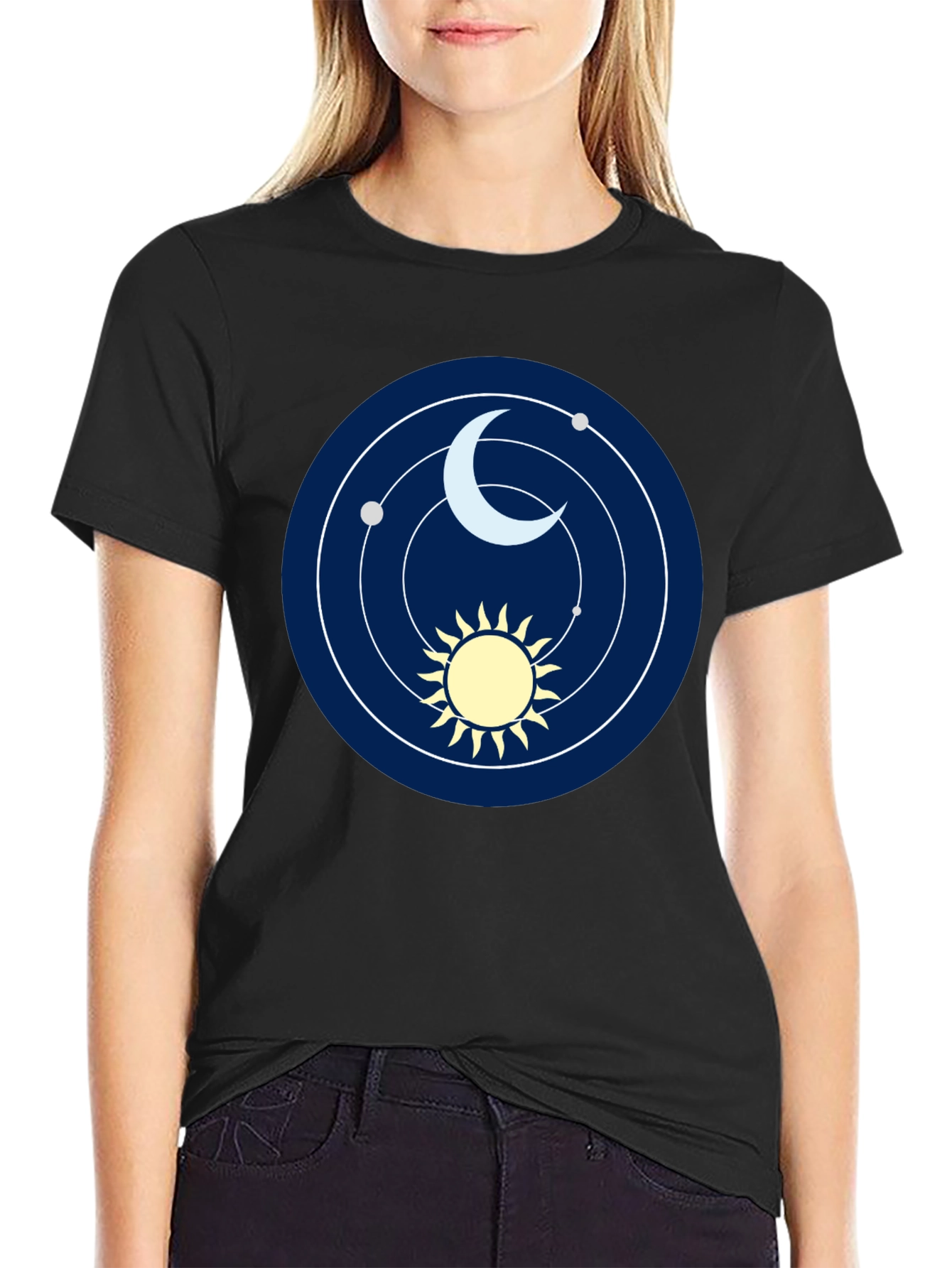 Cosmic Sun and Moon Graphic T-Shirt