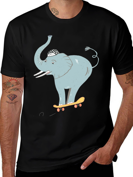 Elephant Skateboarder Graphic Tee