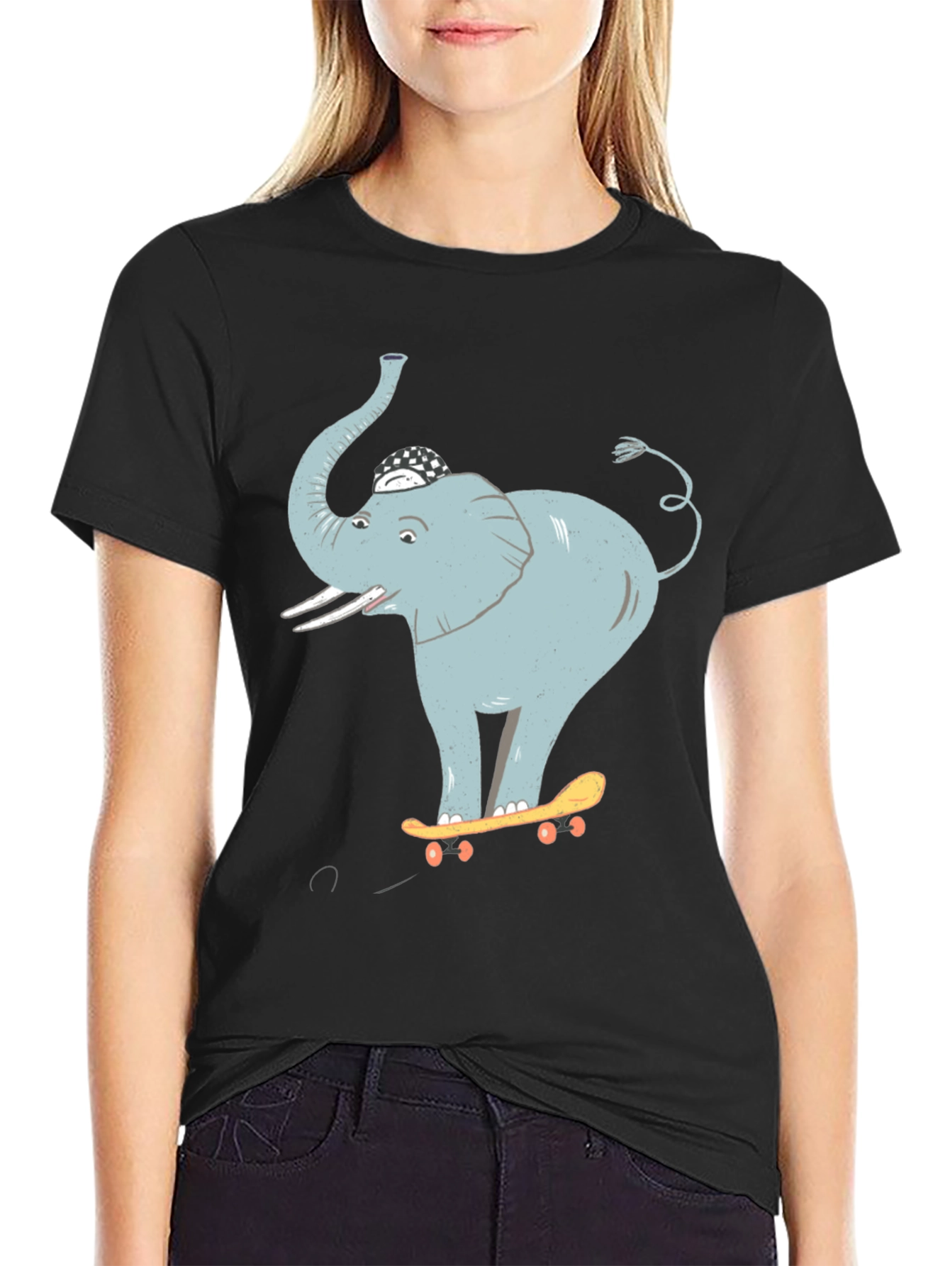 Elephant Skateboarder Graphic Tee