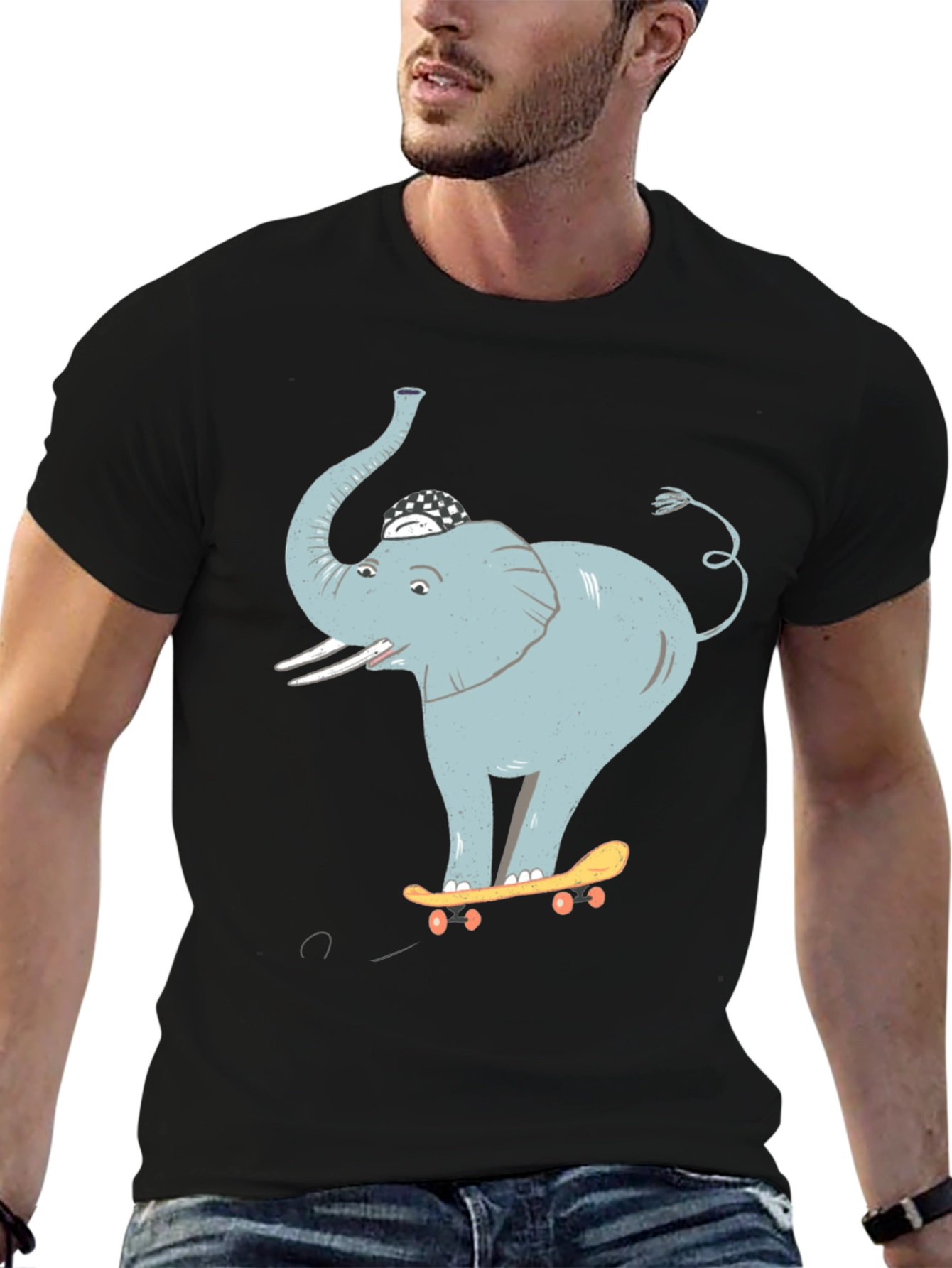 Elephant Skateboarder Graphic Tee