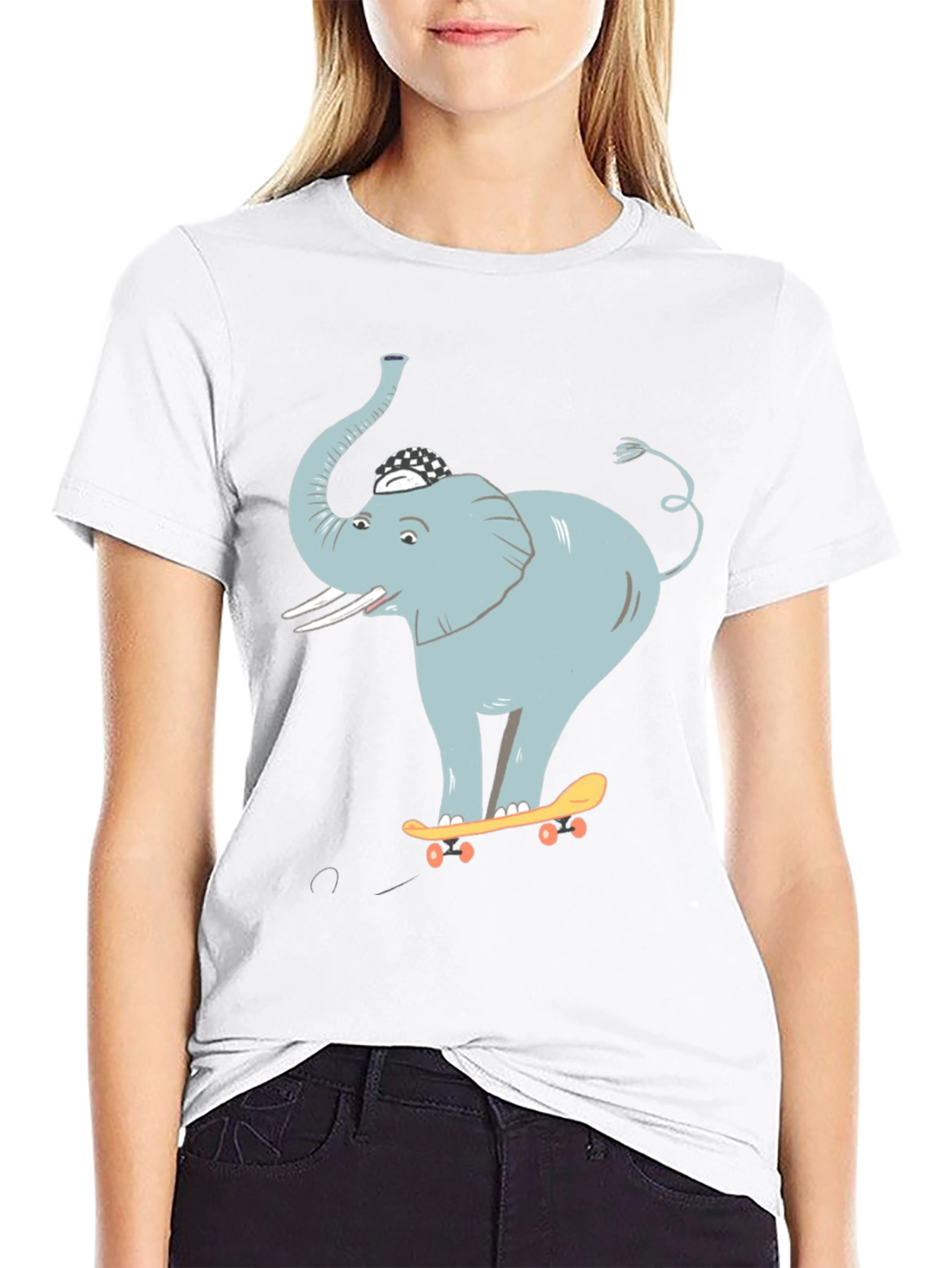 Elephant Skateboarder Graphic Tee