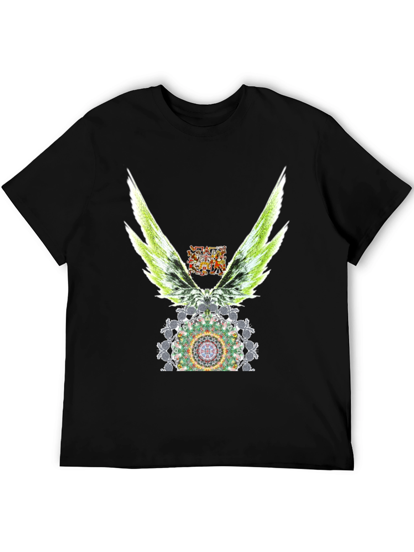 Winged Mandala Graphic Tee - Stylish Black T-Shirt