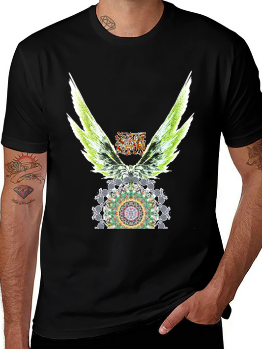 Winged Mandala Graphic Tee - Stylish Black T-Shirt