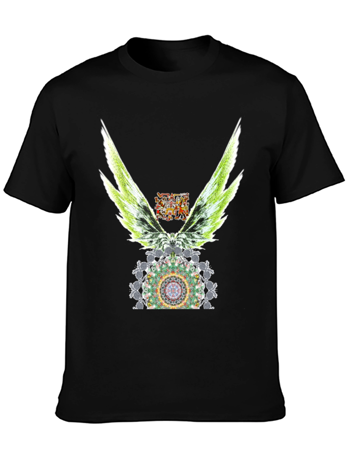 Winged Mandala Graphic Tee - Stylish Black T-Shirt