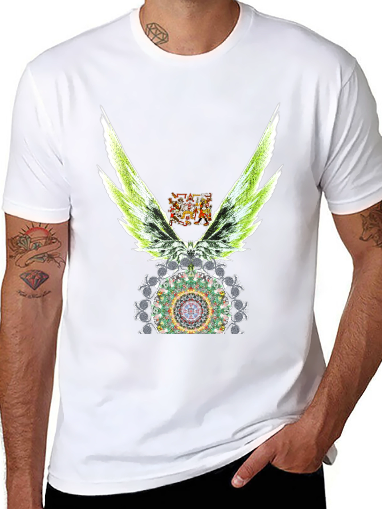 Winged Mandala Graphic Tee - Stylish Black T-Shirt