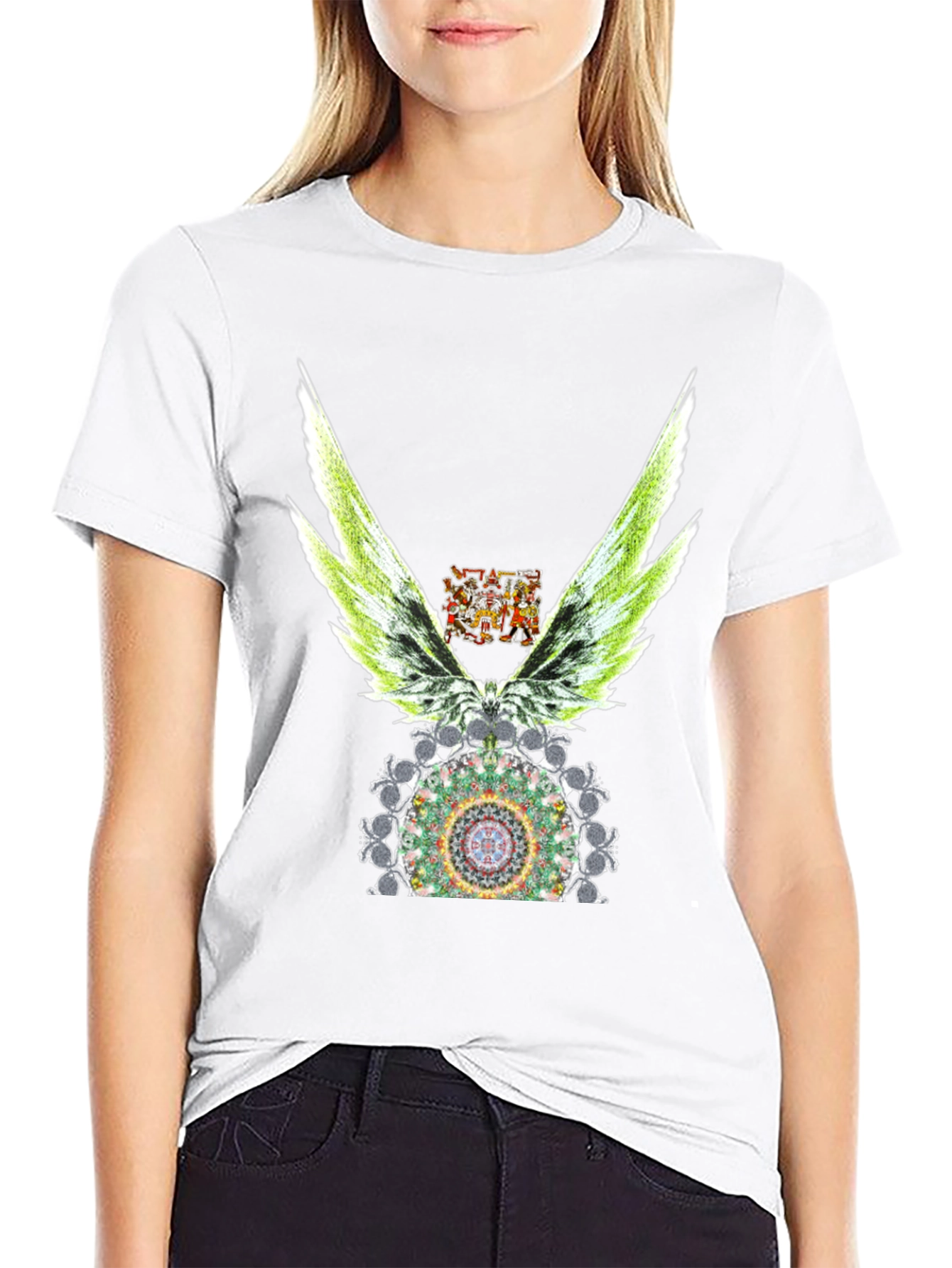 Winged Mandala Graphic Tee - Stylish Black T-Shirt
