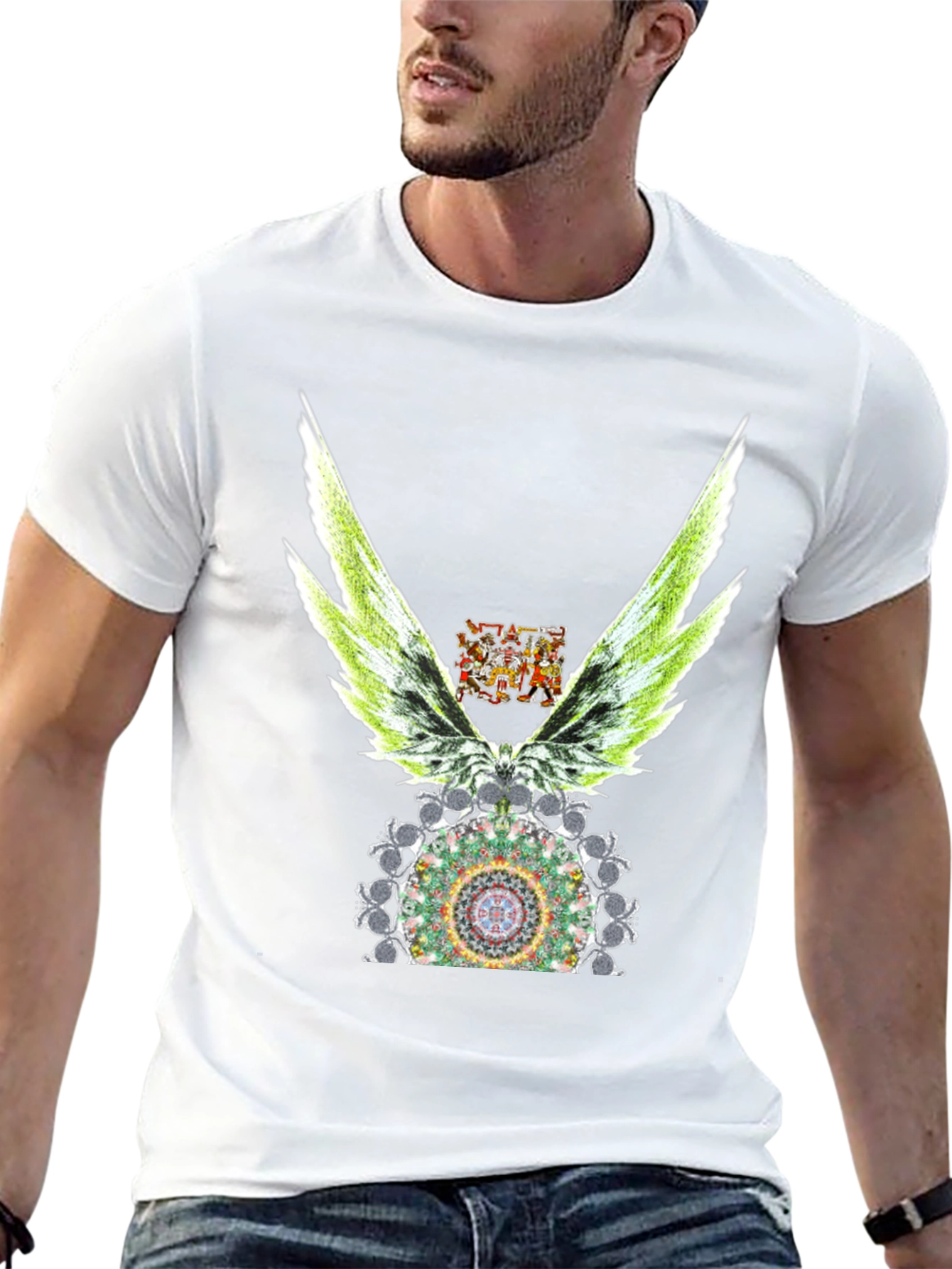 Winged Mandala Graphic Tee - Stylish Black T-Shirt