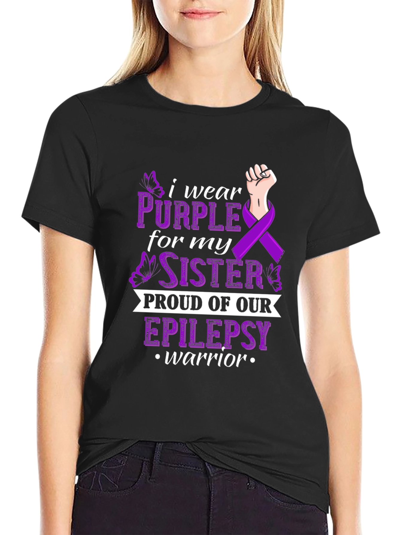 Epilepsy Awareness T-Shirt - Proud Sister Warrior Tee