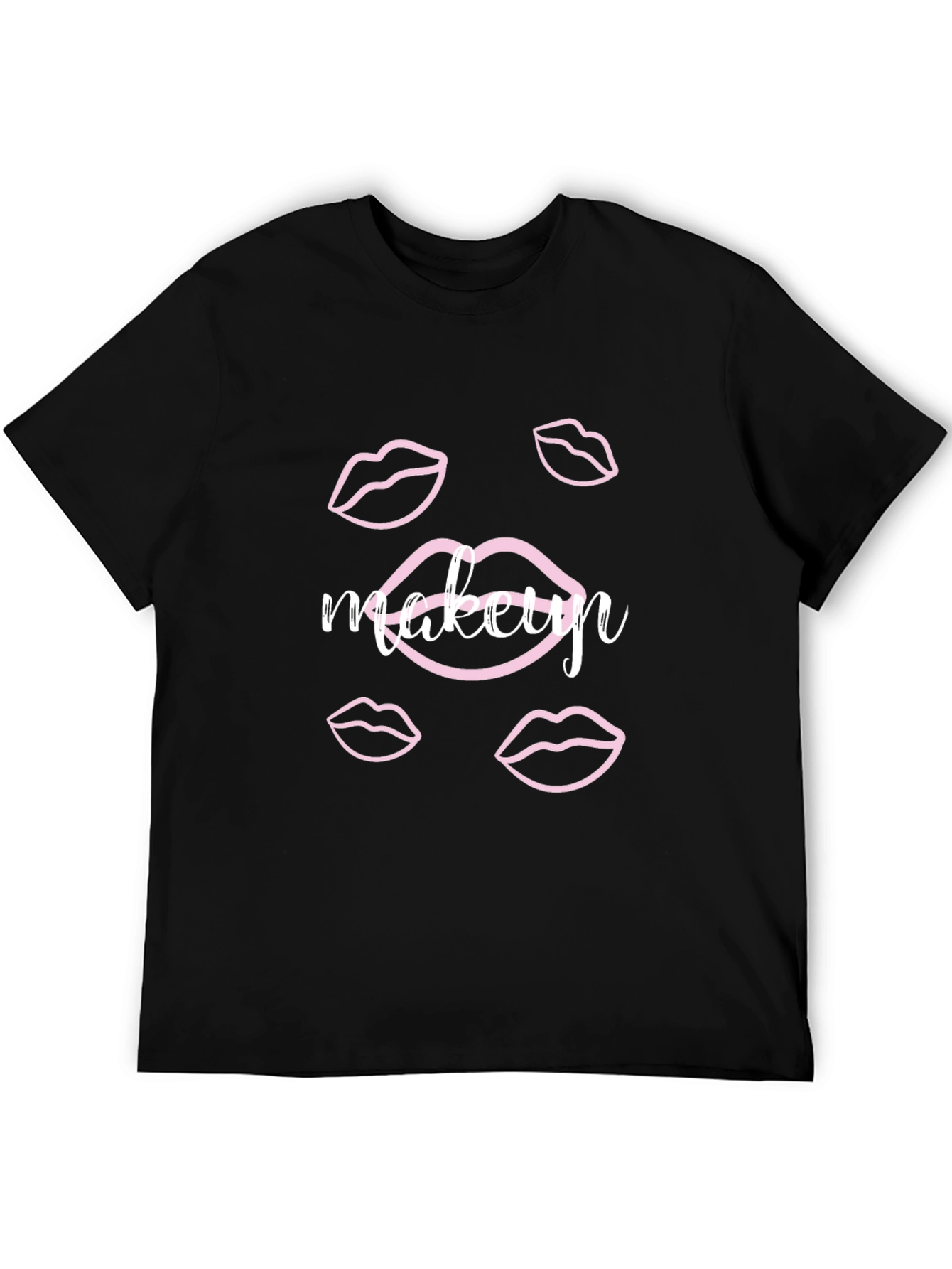Makeup Lips Graphic Black T-Shirt