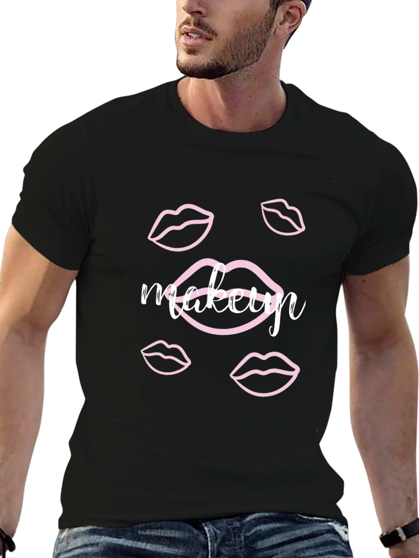 Makeup Lips Graphic Black T-Shirt